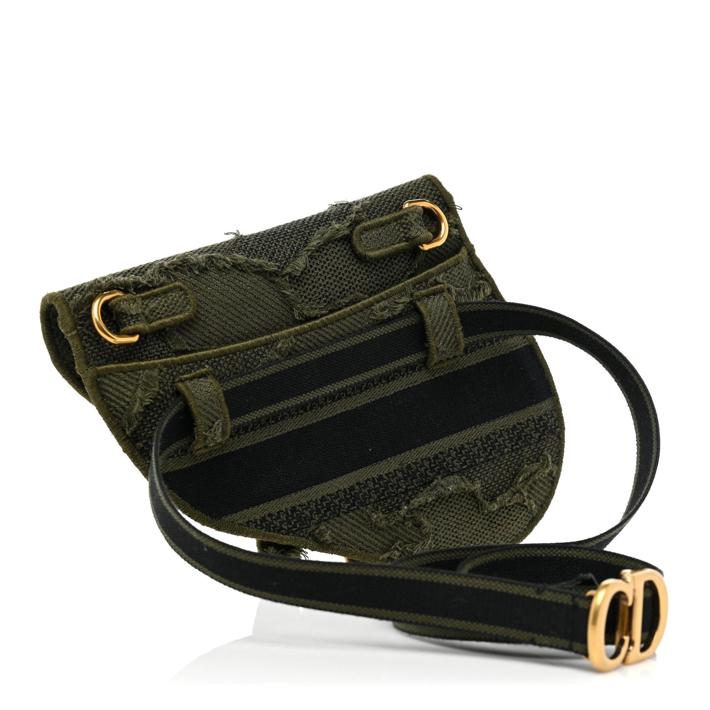 Canvas Embroidered Camouflage Saddle Belt Bag Green