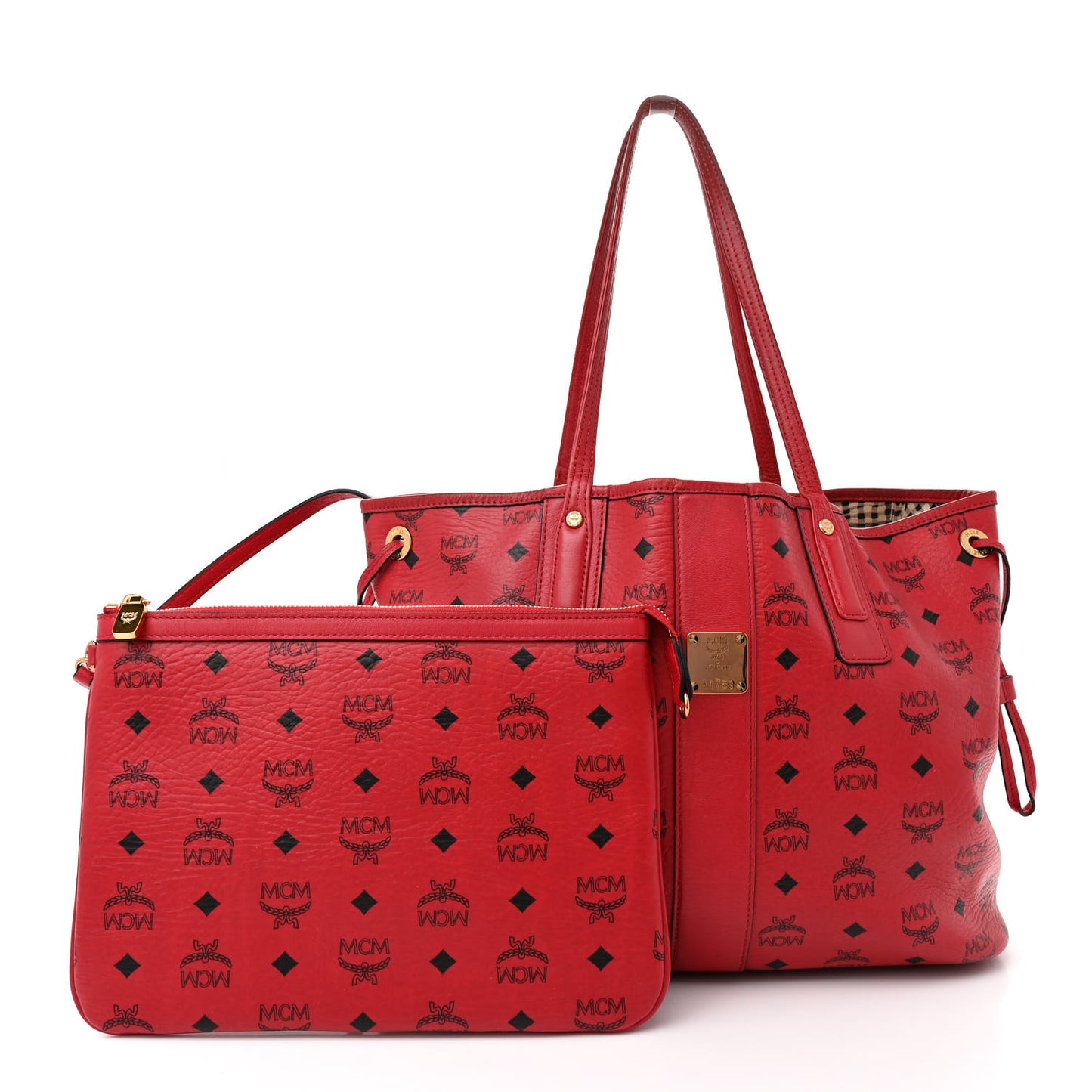 Visetos Medium Liz Reversible Shopper Tote Ruby Red