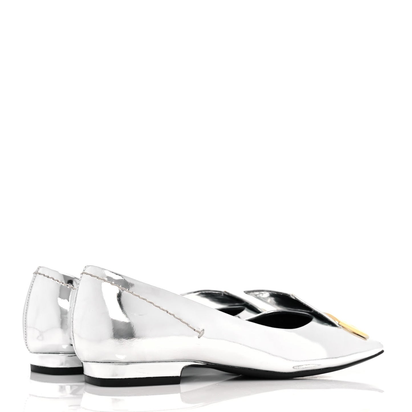 Patent Calfskin Metallic Double G Mystic Loafers 36 Silver