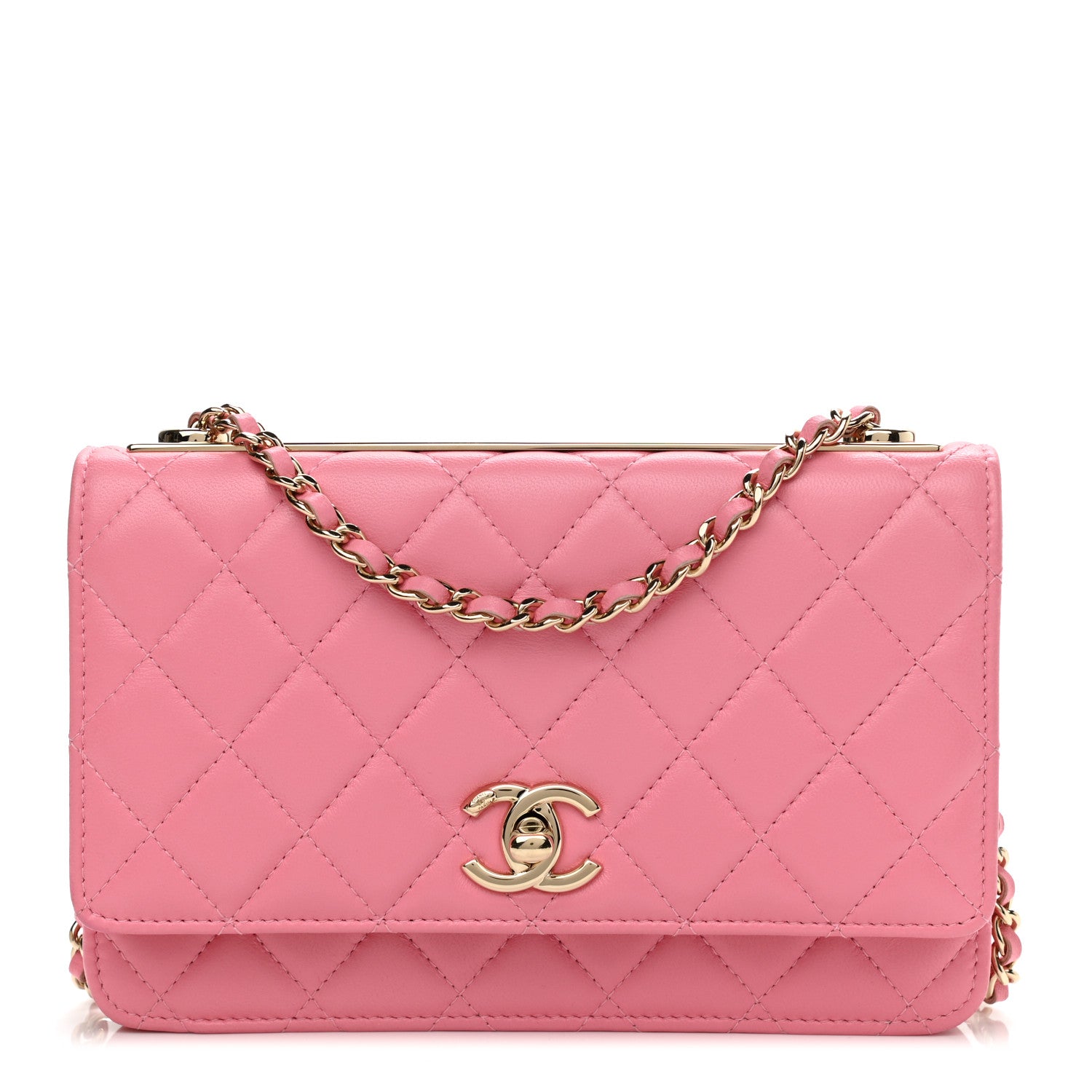 Chanel Lambskin Quilted Trendy CC Wallet On Chain WOC Pink 1 of 11