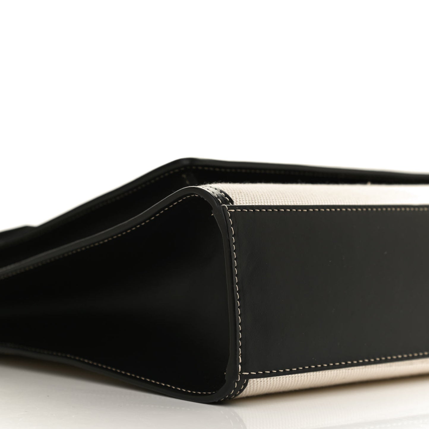 Canvas Smooth Calfskin Two Tone Medium Pocket Bag Natural Black