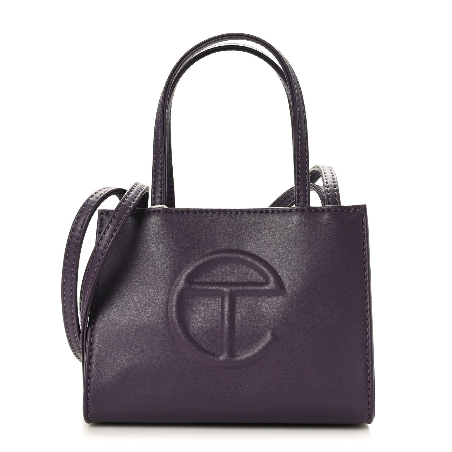 Vegan Leather Small Shopping Bag Eggplant