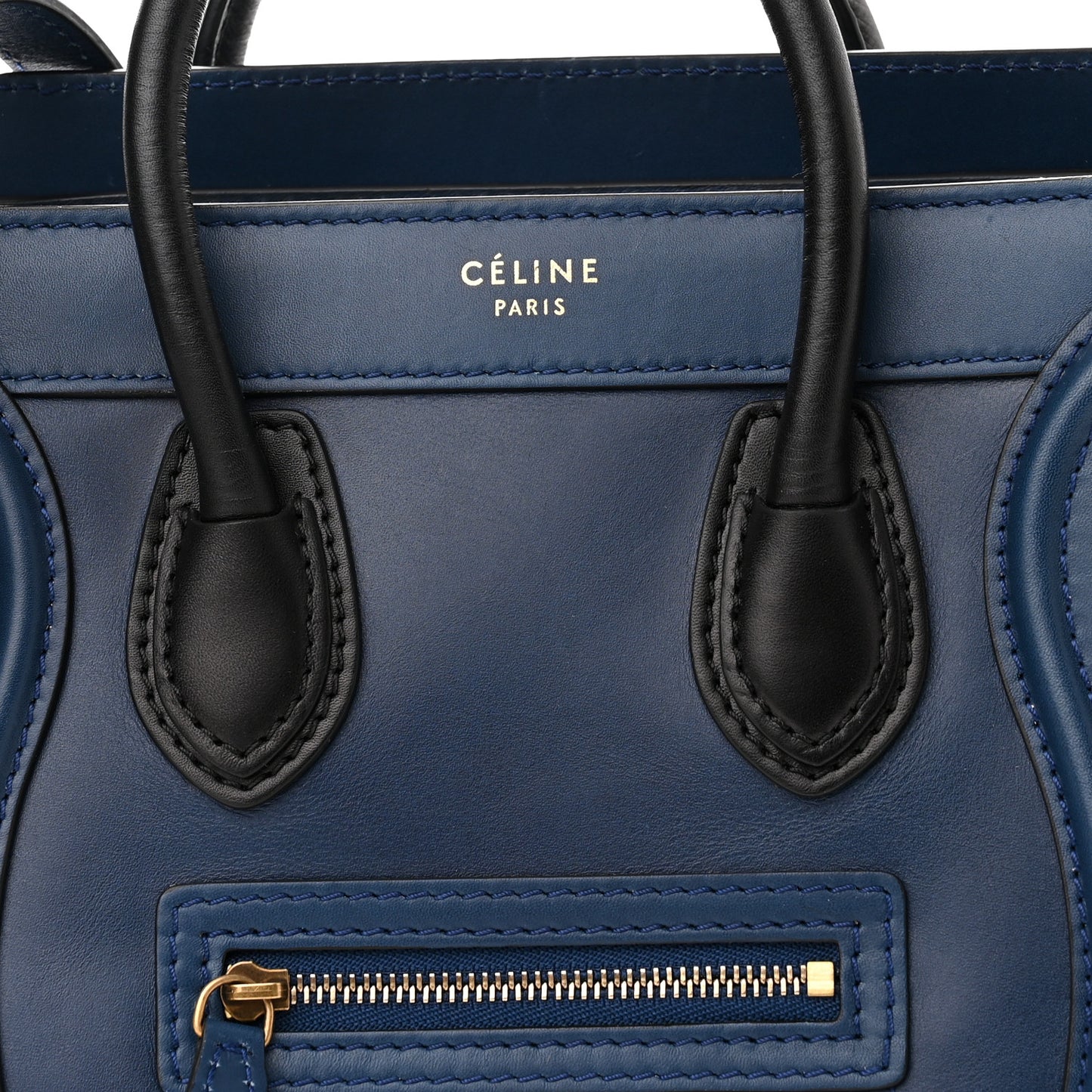Smooth Calfskin Nano Luggage Ocean Blue Black