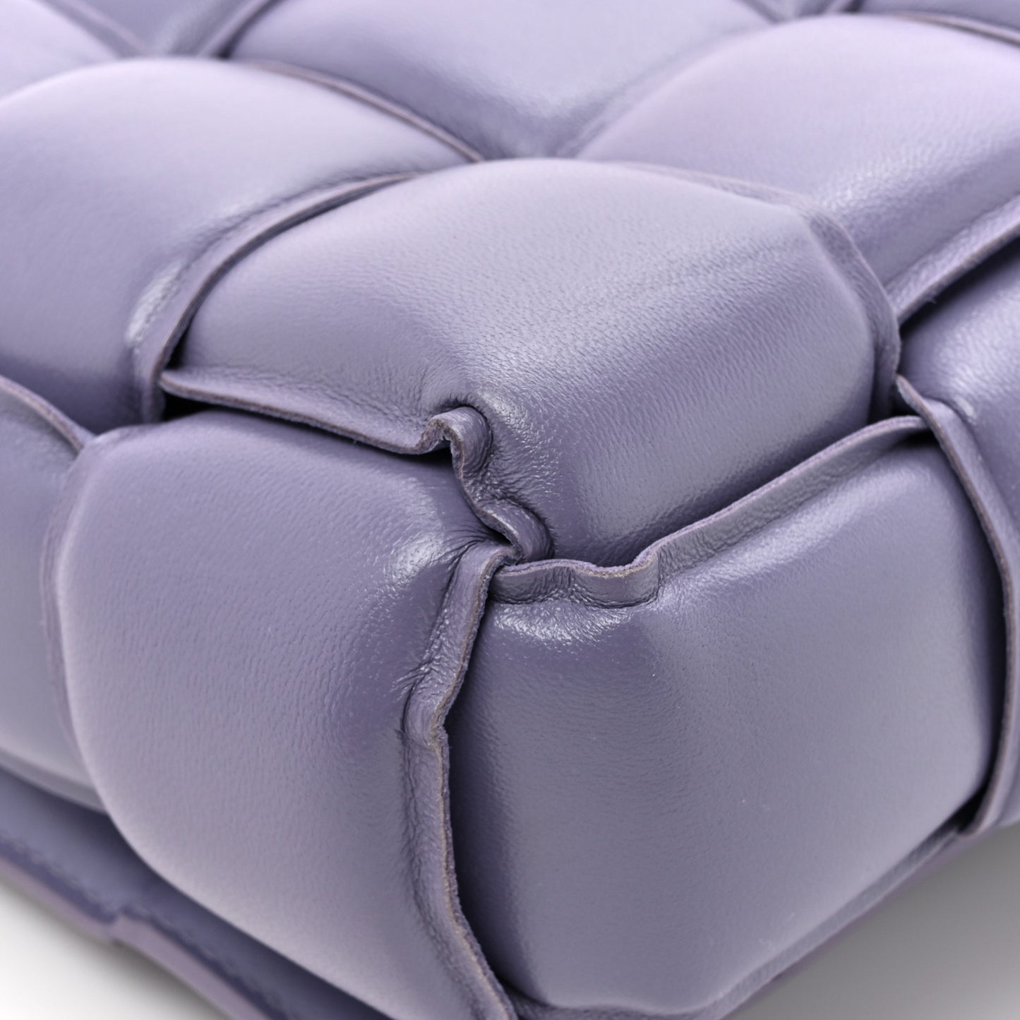 Lambskin Maxi Intreccio Padded Chain Cassette Crossbody Bag Lavender