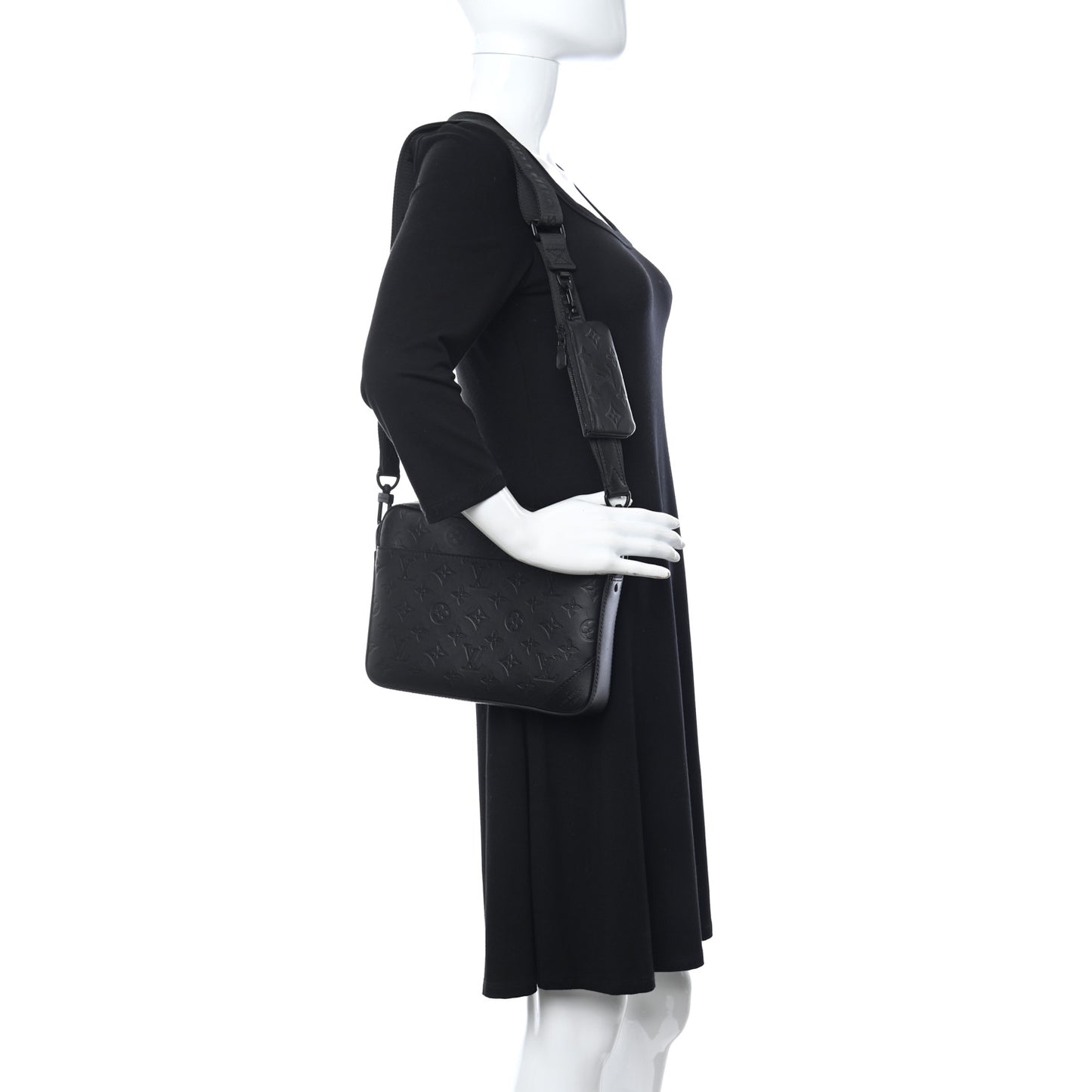 Calfskin Monogram Shadow Duo Messenger Black