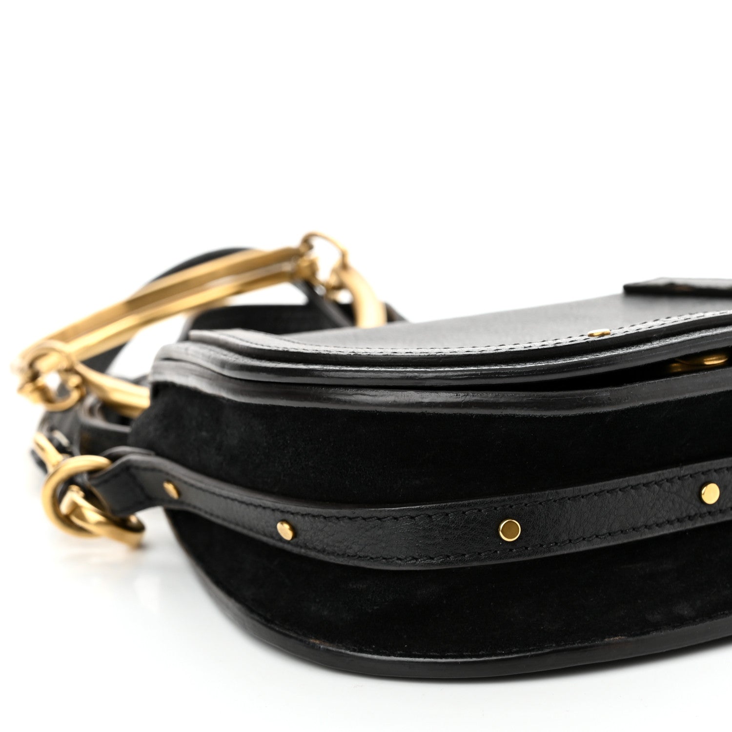 Chloe Calfskin Suede Small Nile Bracelet Bag Black 8 of 11