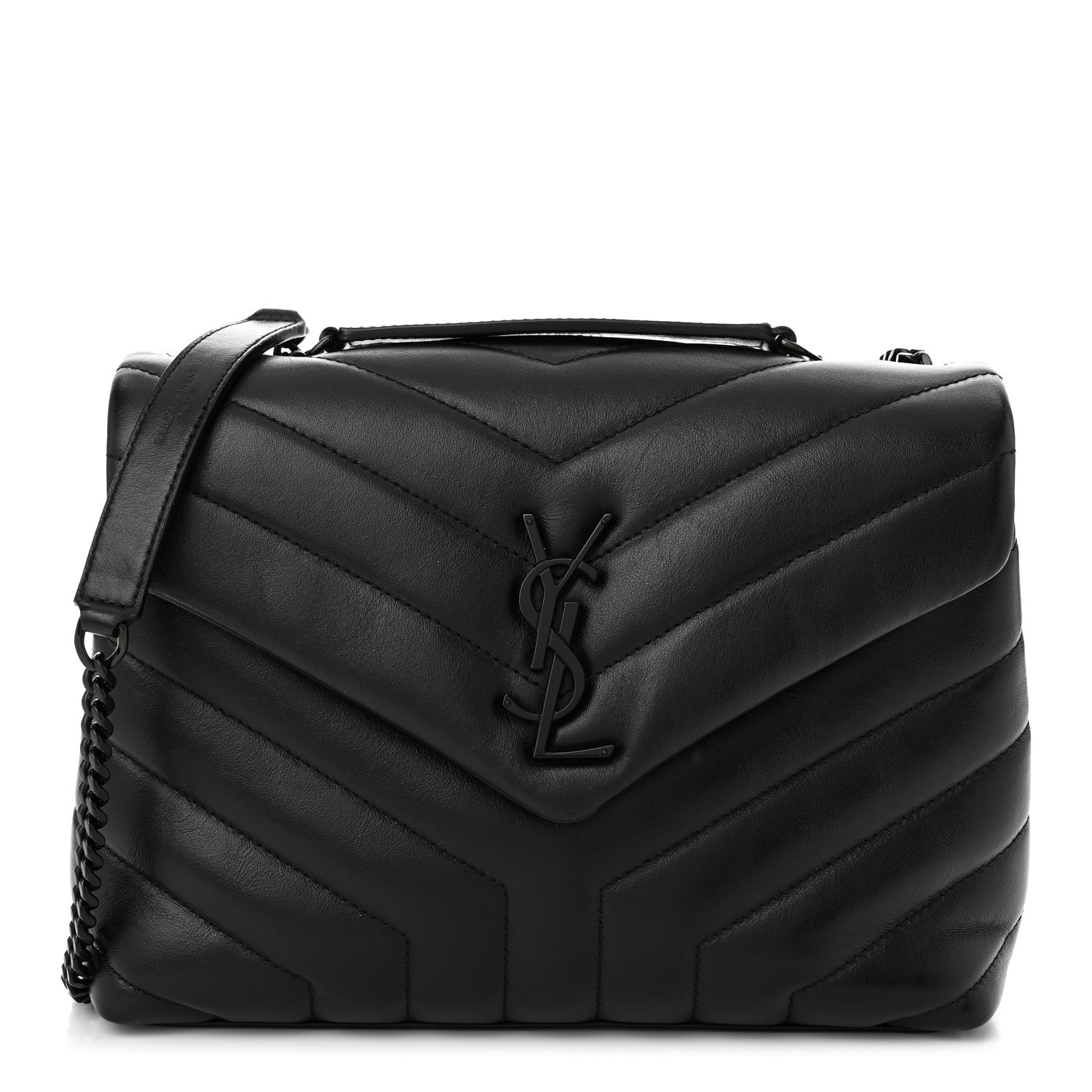 Saint Laurent Calfskin Y Quilted Monogram Monochrome Small Loulou Chain Satchel Black 1 of 10