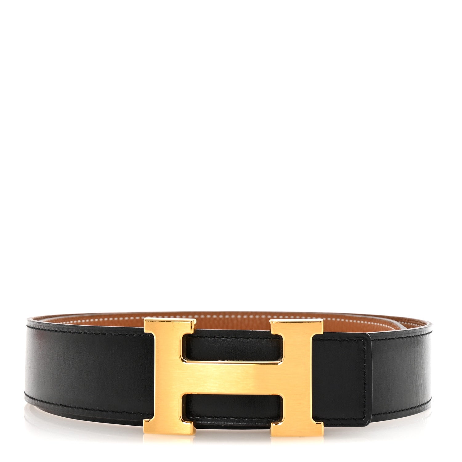 Hermes Box Togo 32mm H Belt 80 Black Gold 1 of 6