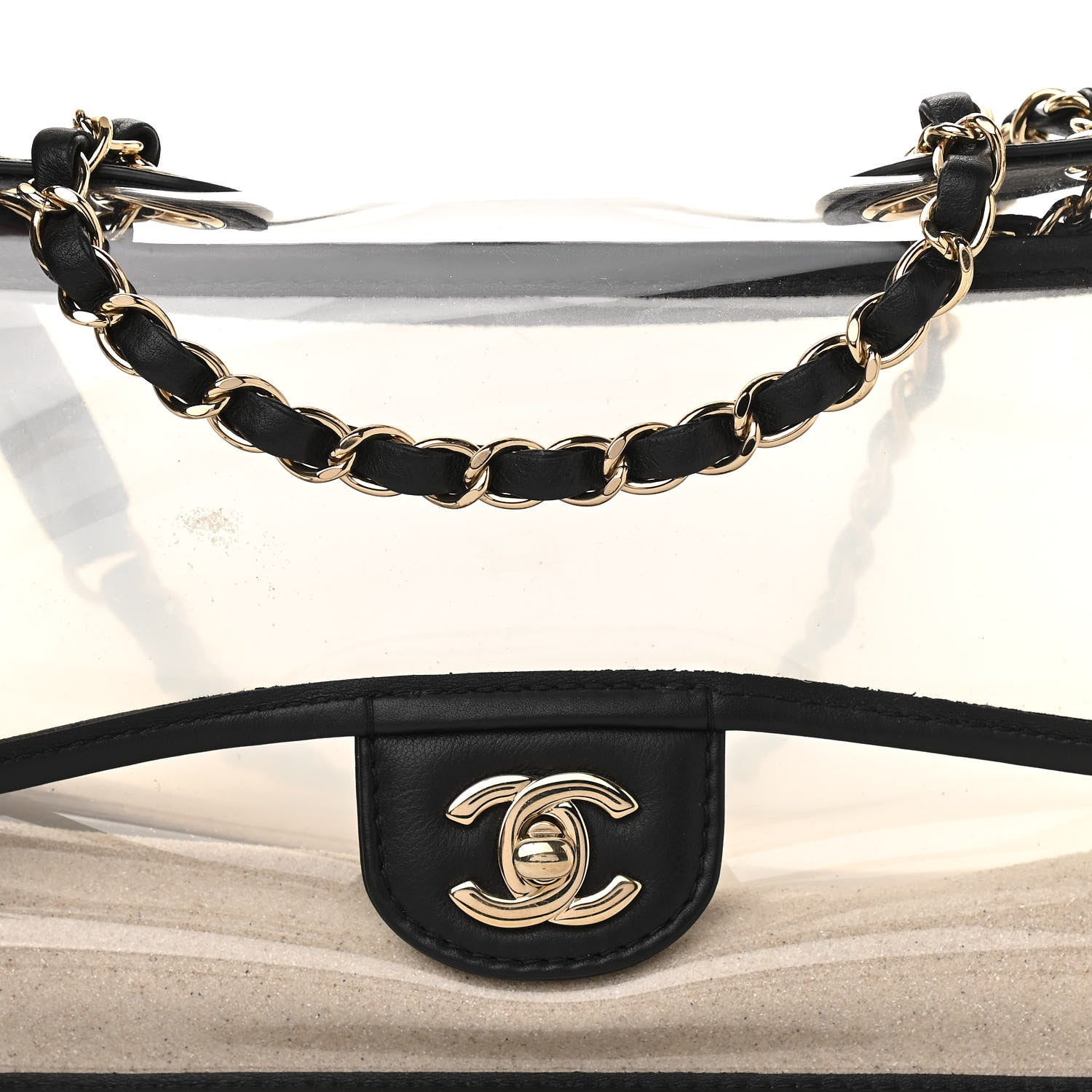 Chanel Lambskin PVC Sand By The Sea Flap With Pearl Strap Black 8 of 11