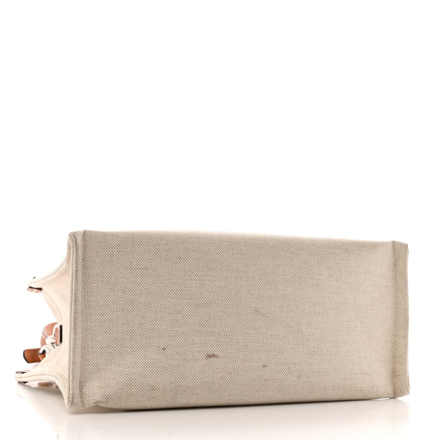 Canvas Calfskin Logo Print Medium Tote Bag Brown