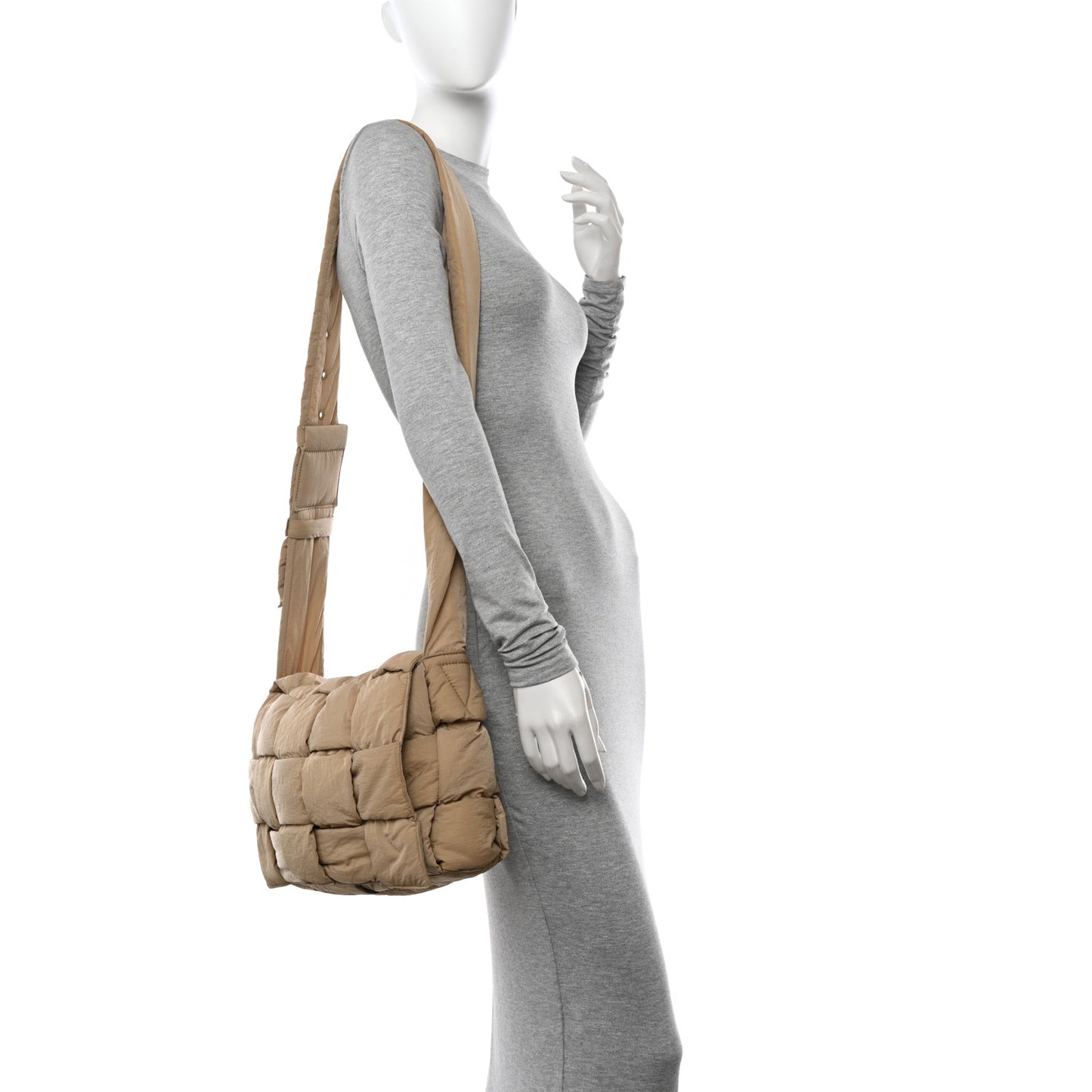 Nylon Intrecciato Padded Tech Maxi Cassette Bag Sesame