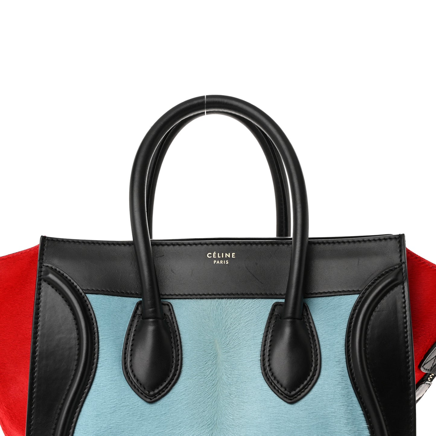 Pony Hair Mini Tri-Color Luggage Glacier Red Black