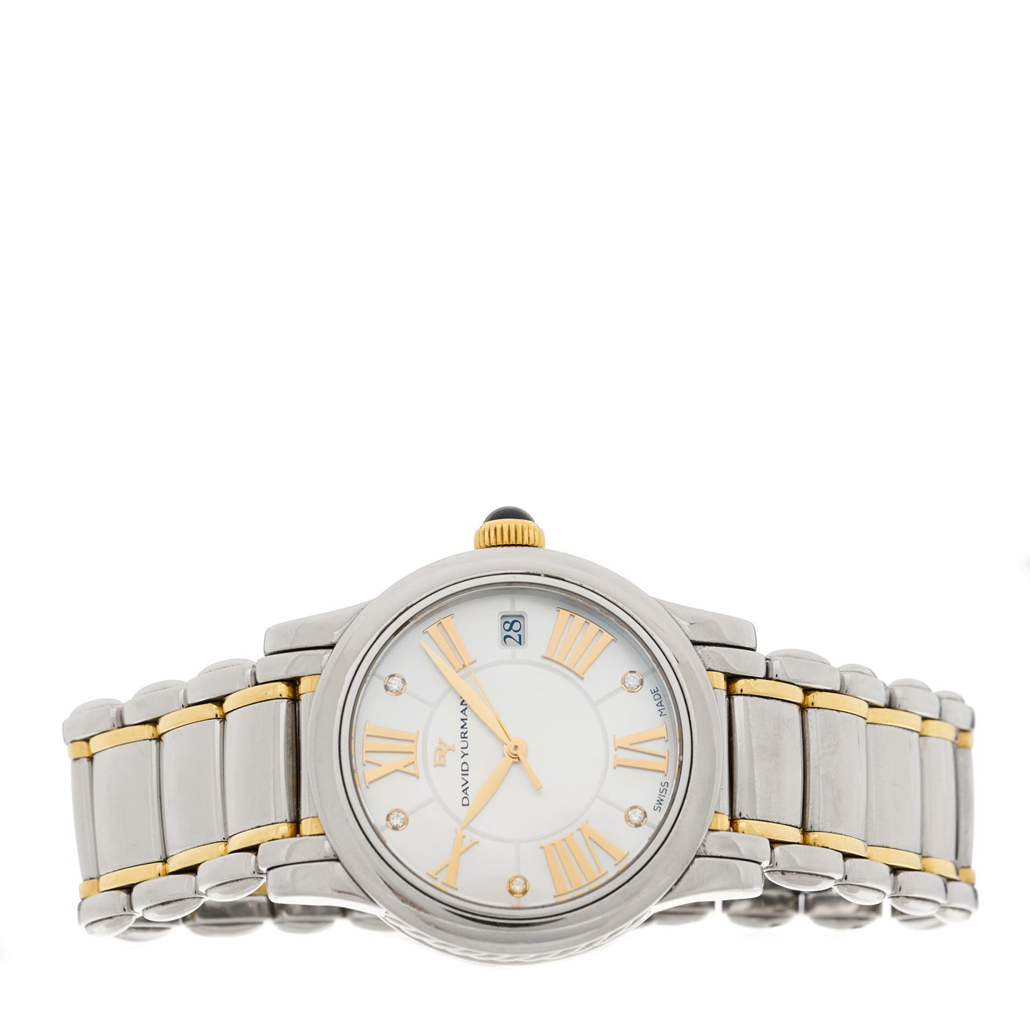 Stainless Steel 18K Yellow Gold Diamond Mother of Pearl 34mm Classic Quartz Watch