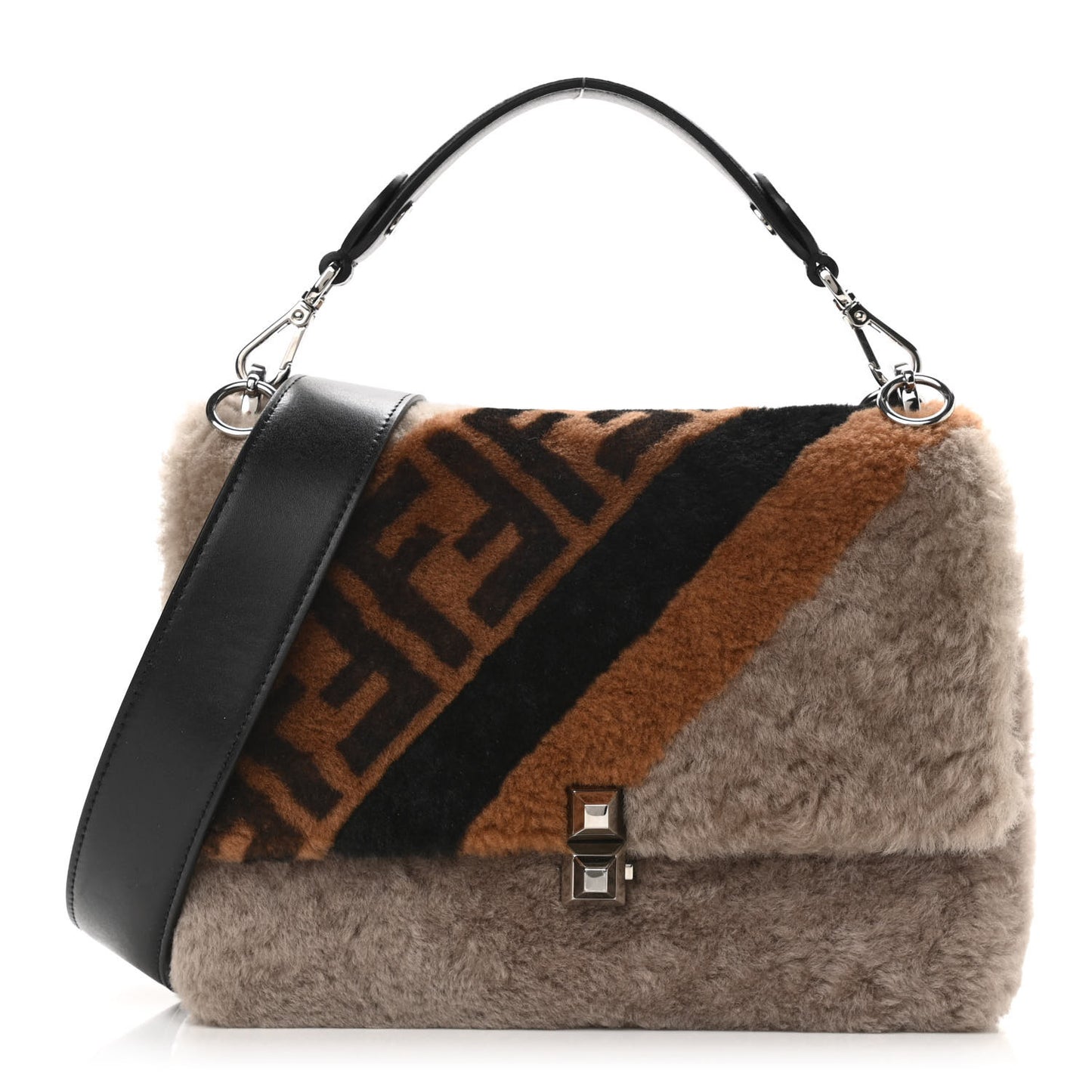 Shearling Calfskin Macro FF 1974 Diagonal Mania Kan I Shoulder Bag Multicolor