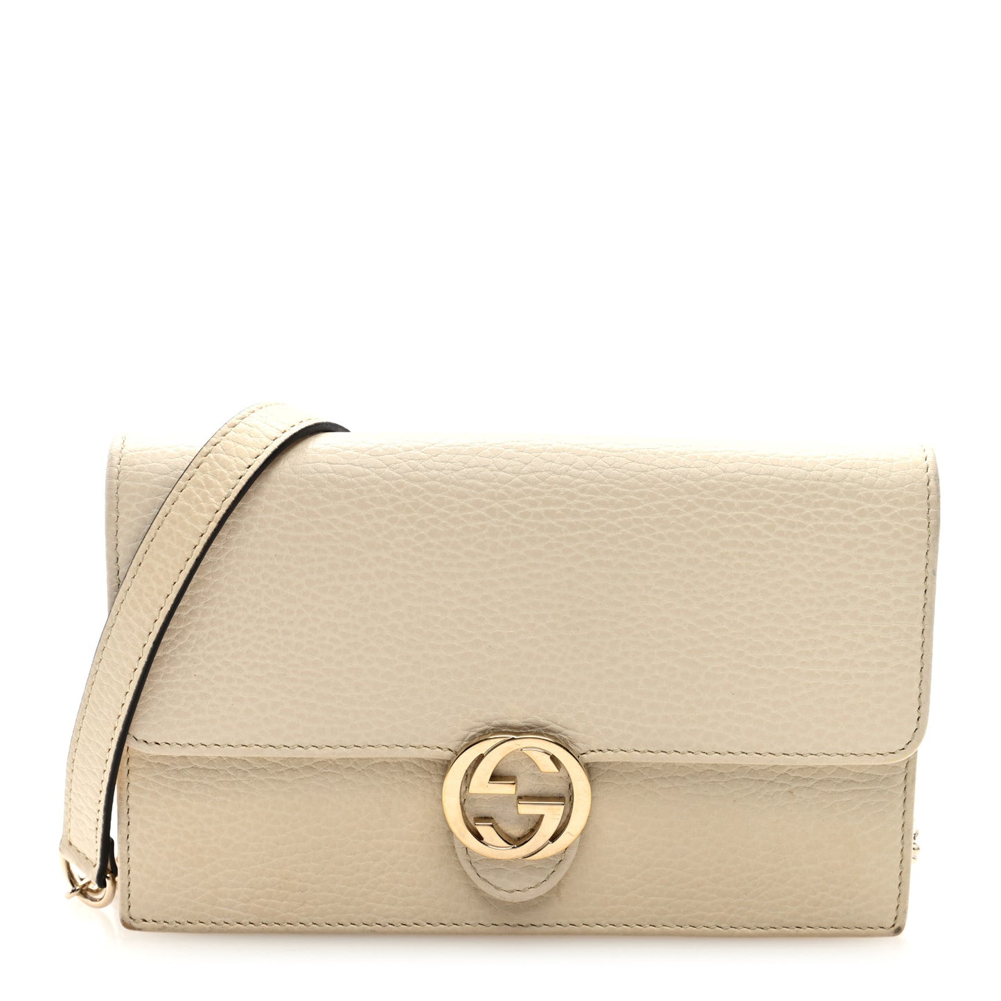 Dollar Calfskin Interlocking G Chain Wallet Ivoire
