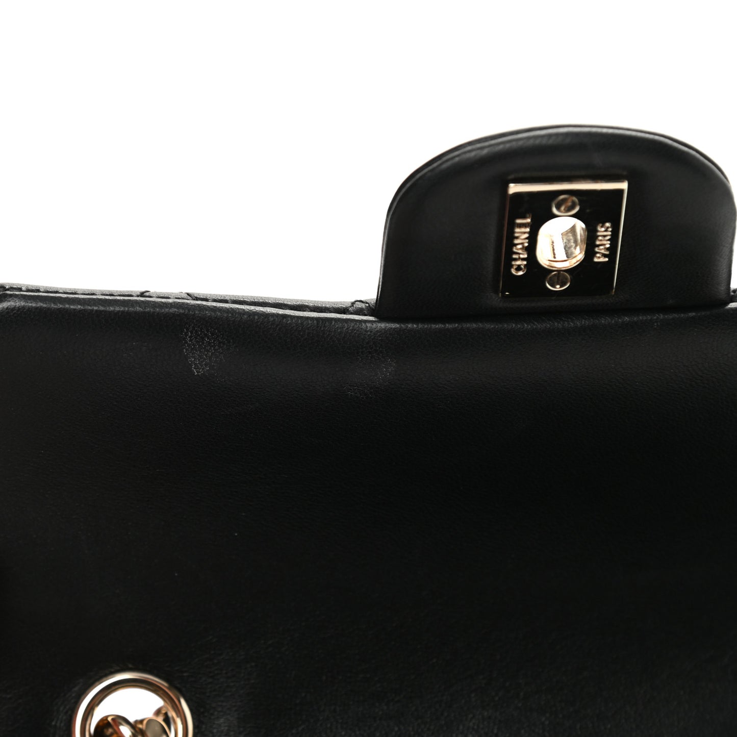 Lambskin Quilted Mini Coco Charms Rectangular Flap Black