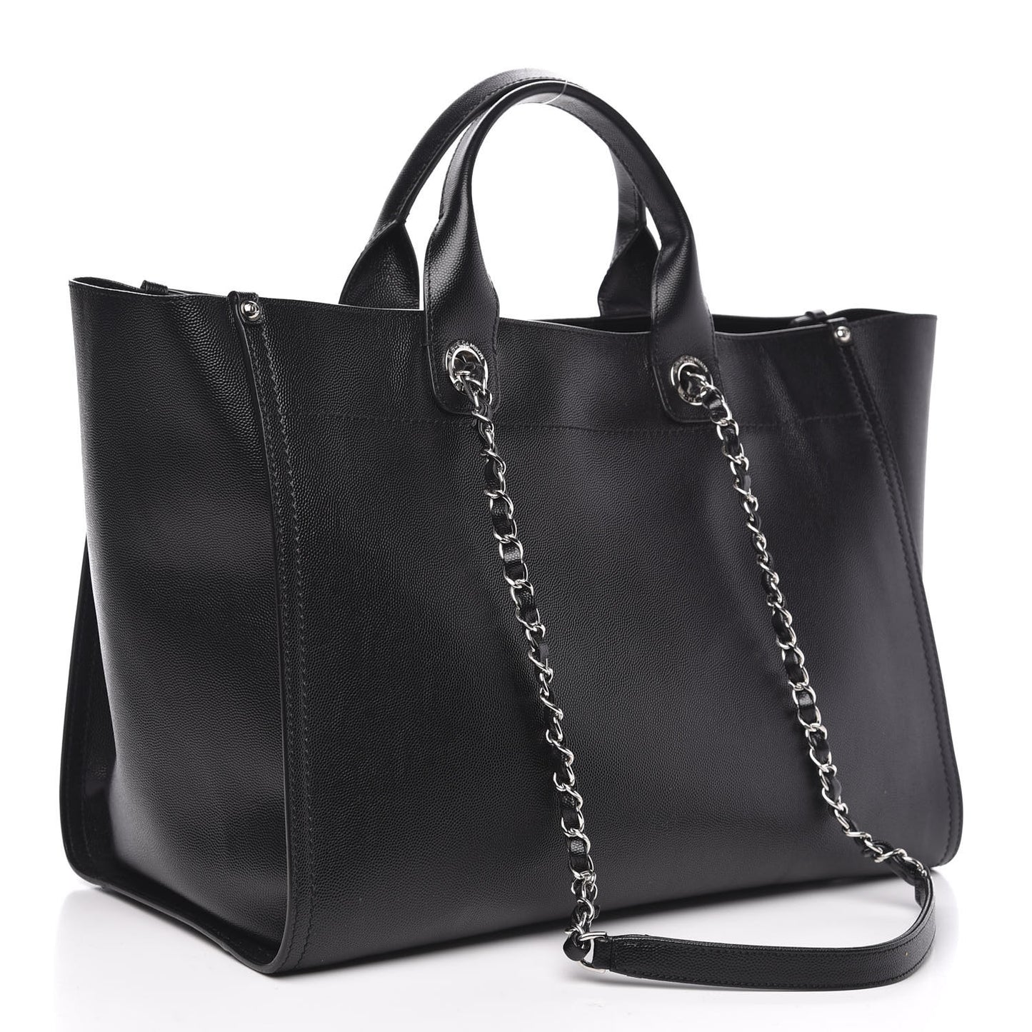 Caviar Medium Studded Deauville Tote Black