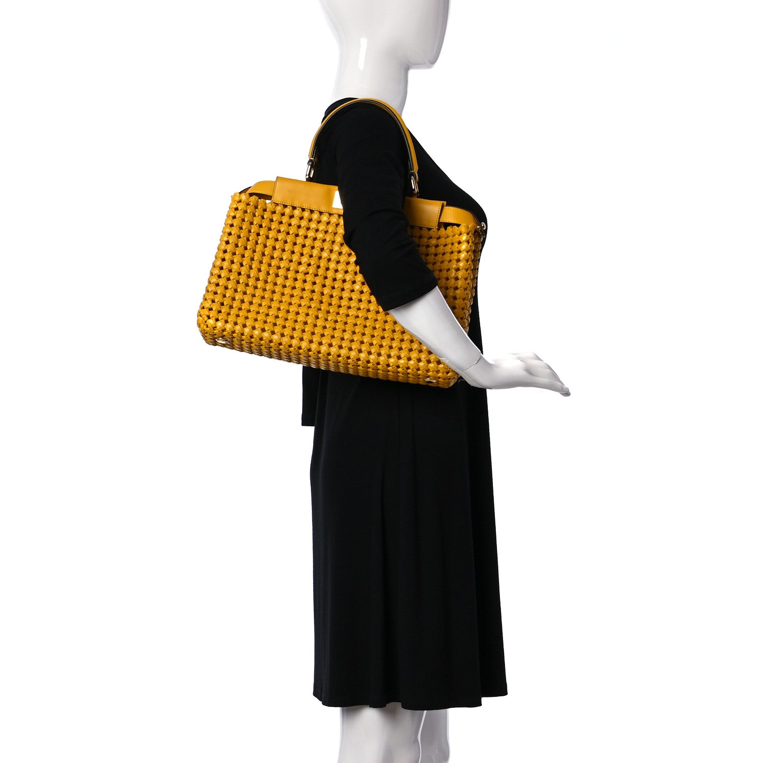 Fendi Nappa Matisse Intreccio Medium Peekaboo Iconic Satchel Mimosa 2 of 17