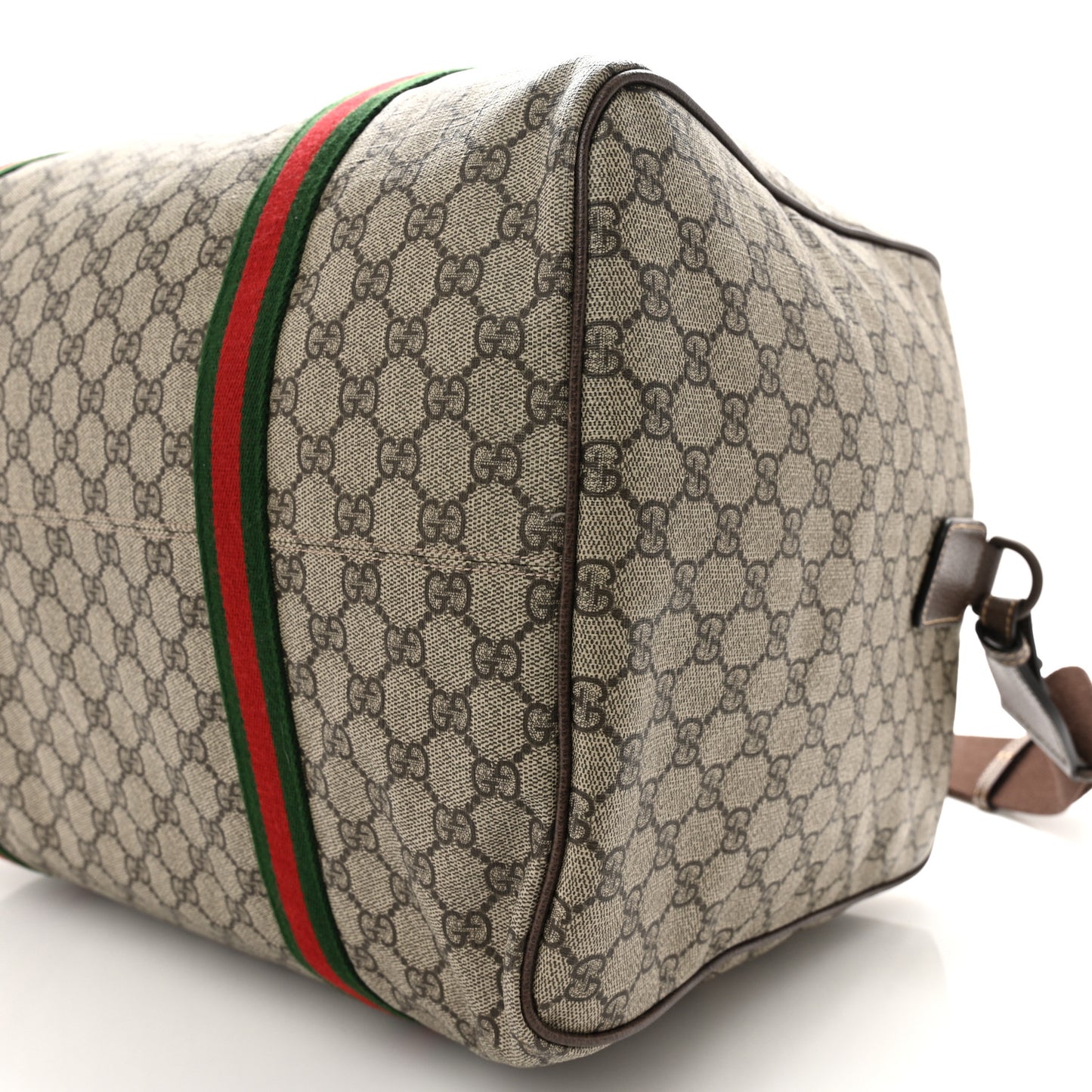 GG Supreme Monogram Web Medium Duffle Bag Brown