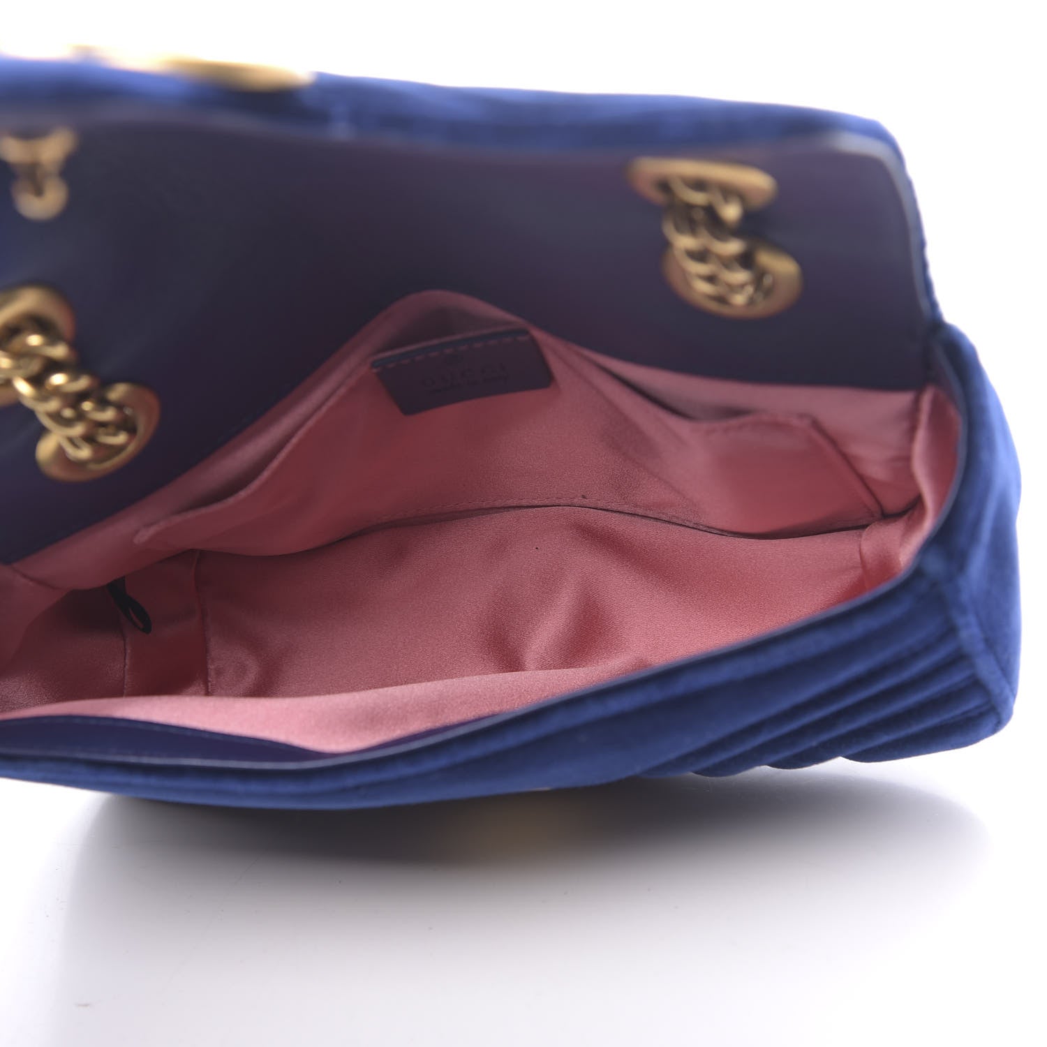 Gucci Velvet Matelasse Mini GG Marmont Shoulder Bag Cobalt Blue 5 of 10