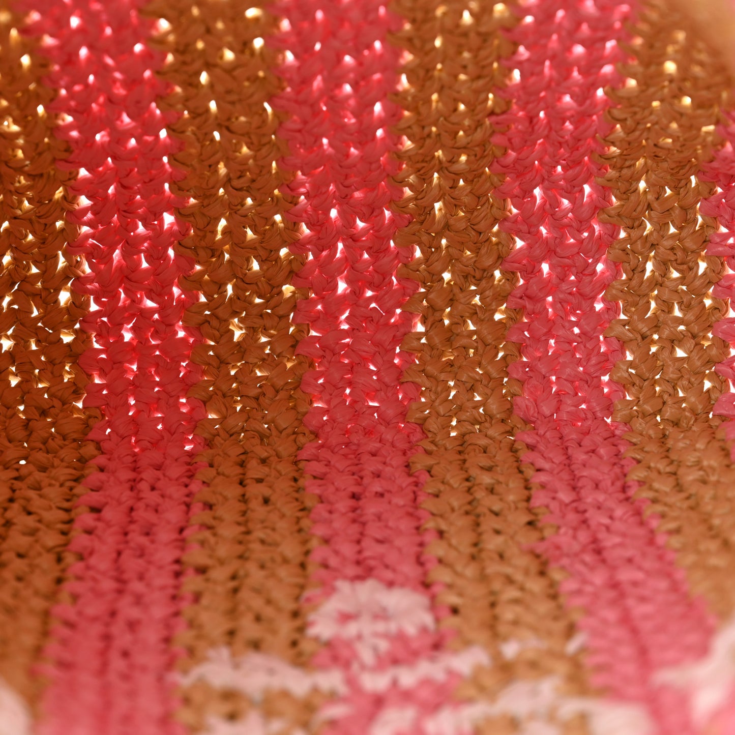 Yarn Raffia Effect Crochet Striped Small Logo Tote Naturale Petalo