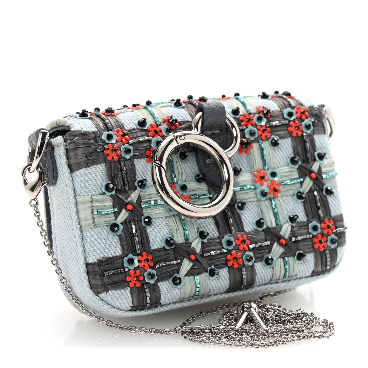 Canvas Beaded Nano Baguette Charm Blue Multicolor