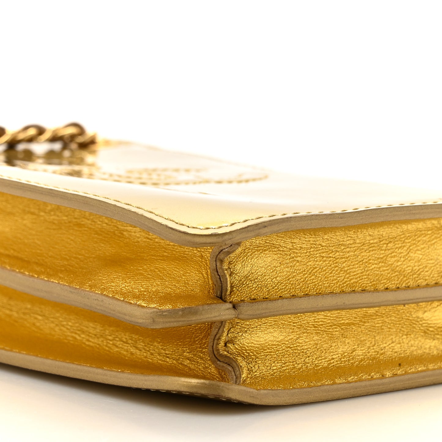 Patent Crossbody CC Phone Holder Gold