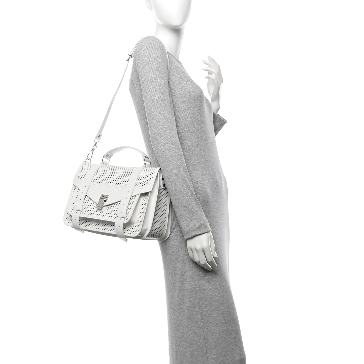 Lambskin Perforated Medium PS1 Satchel White