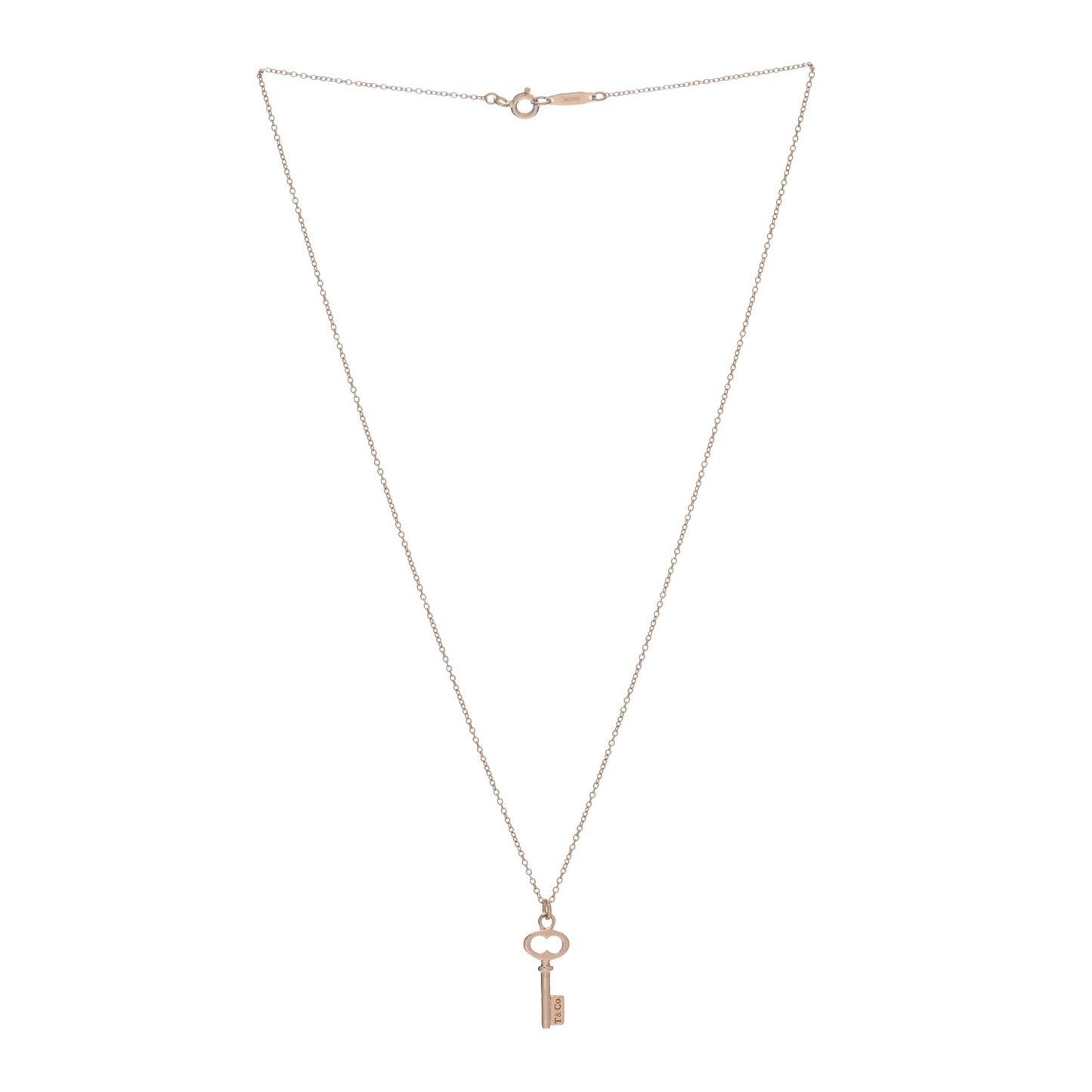 18K Rose Gold Mini Oval Key Pendant Necklace