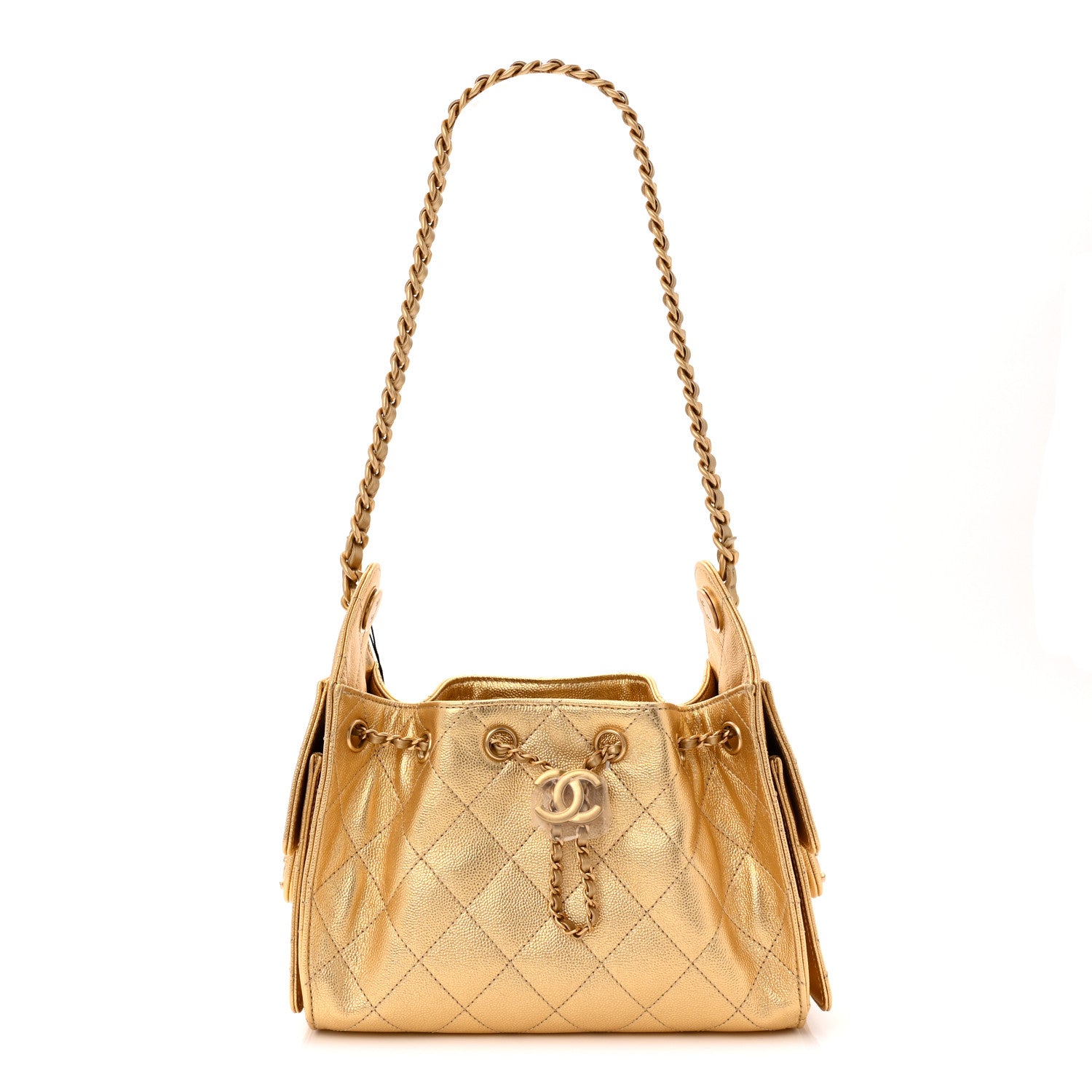 Chanel Metallic Caviar Quilted Mini Chanel 25 Handbag Gold 1776023