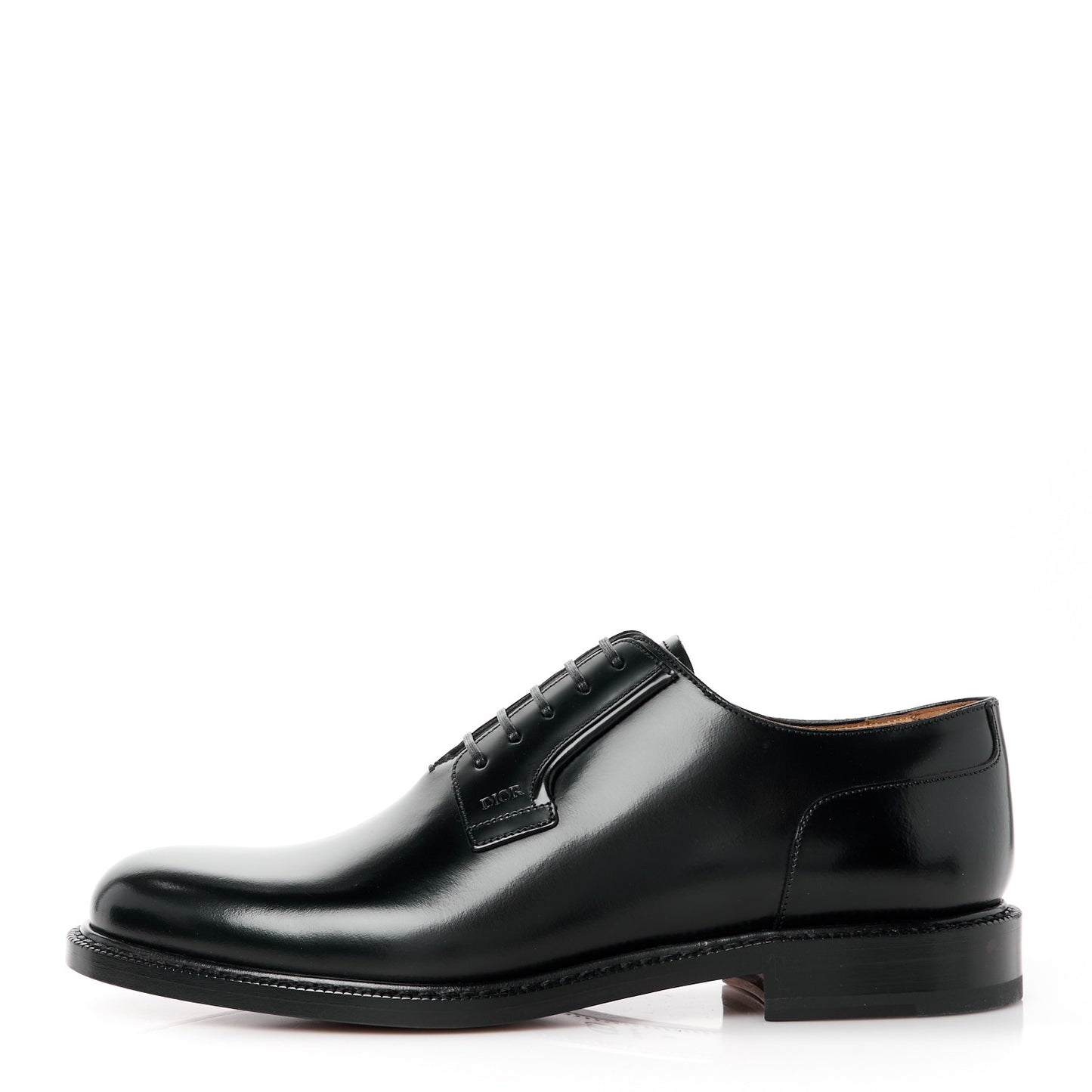 Polished Calfskin Mens Derby Shoe 41 Black
