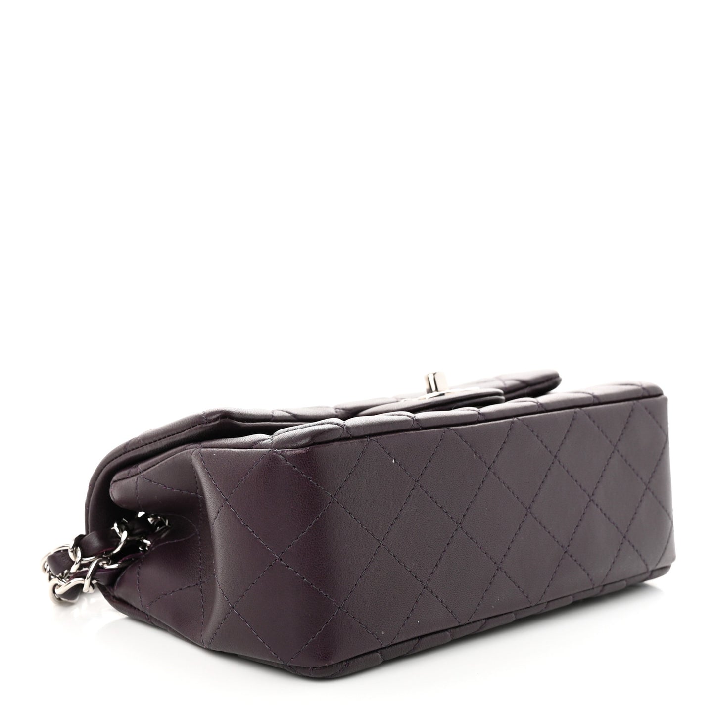 Lambskin Quilted Mini Rectangular Flap Dark Purple
