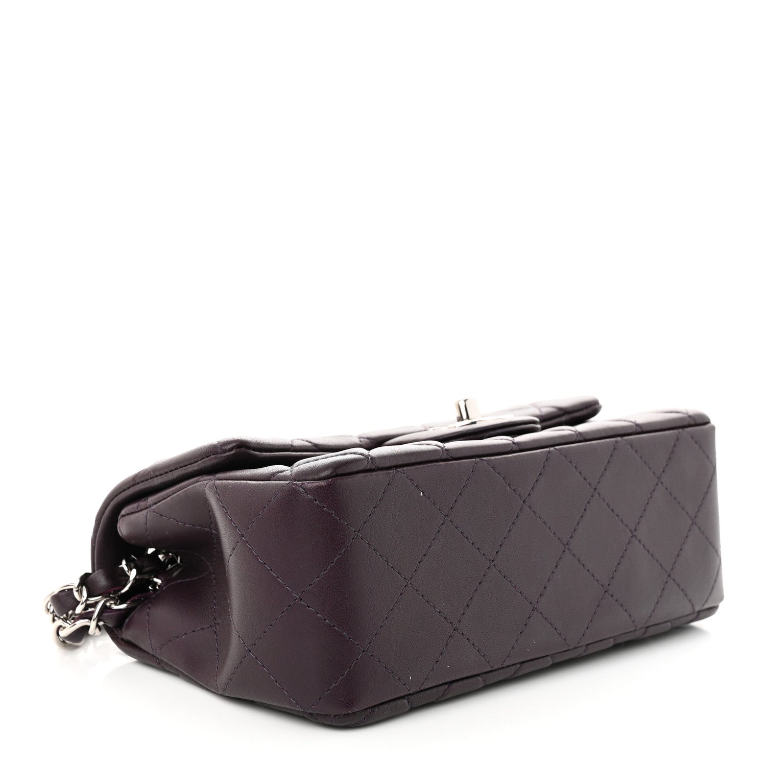 Chanel Lambskin Quilted Mini Rectangular Flap Dark Purple 4 of 12