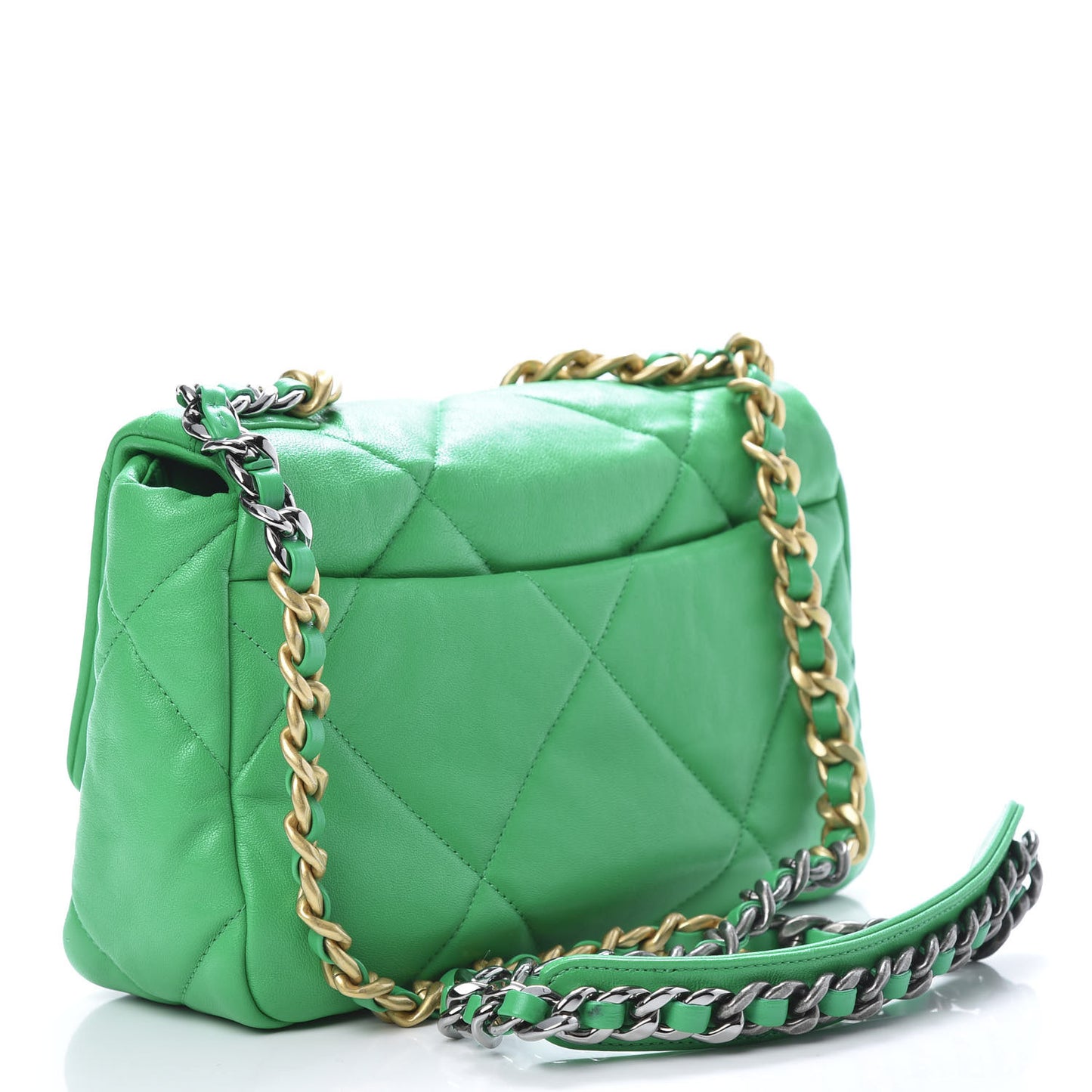 Lambskin Quilted Medium 19 Flap Green