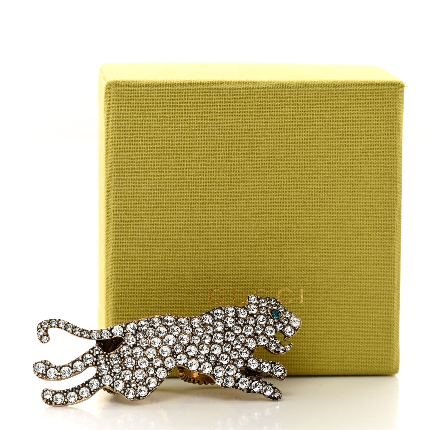 Crystal Tiger Multi-Finger Ring M Aged Gold Emerald