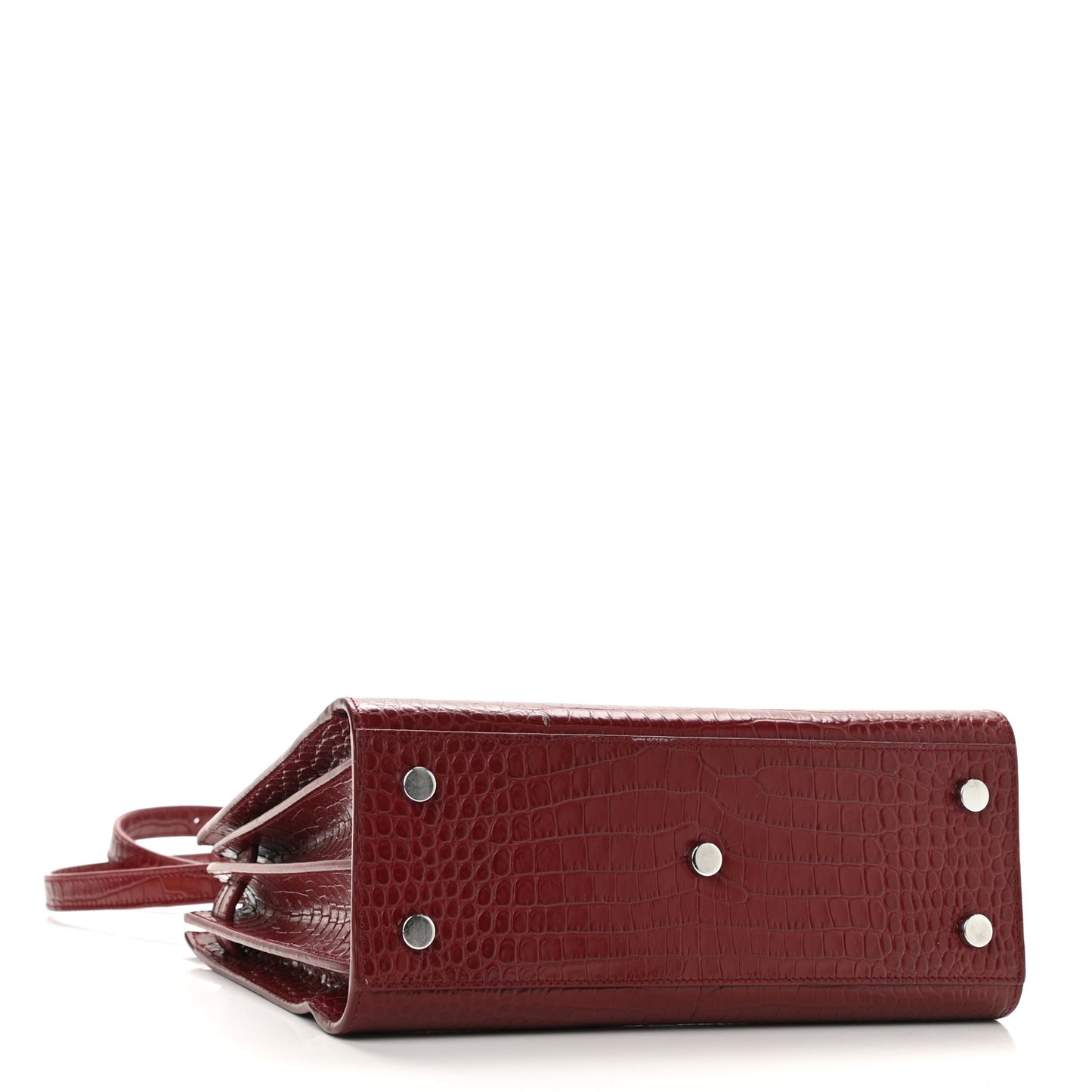 Calfskin Crocodile Embossed Small Sac de Jour Red Lacquer