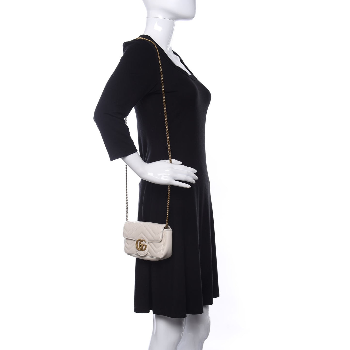 Calfskin Matelasse Super Mini GG Marmont Shoulder Bag White