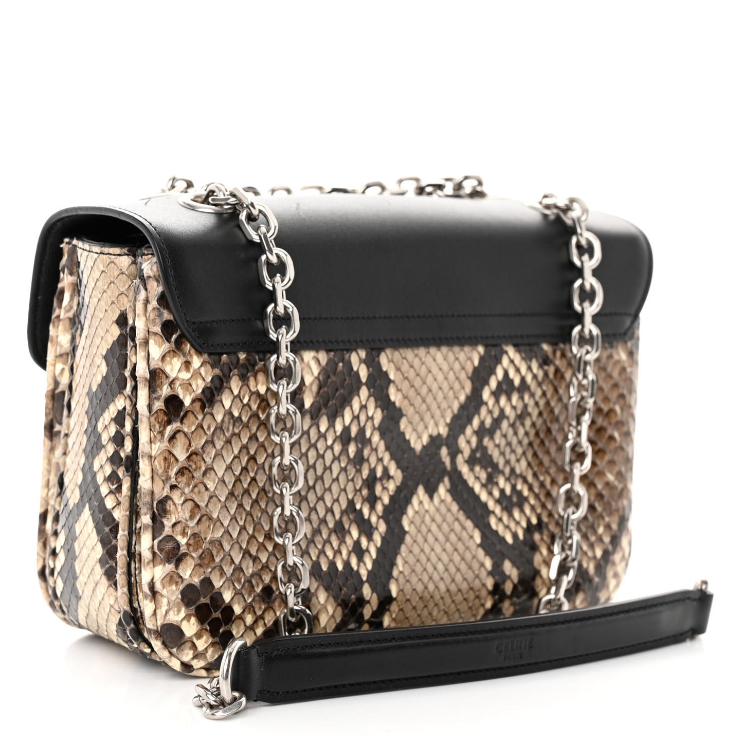 Calfskin Snakeskin Medium C Bag Black