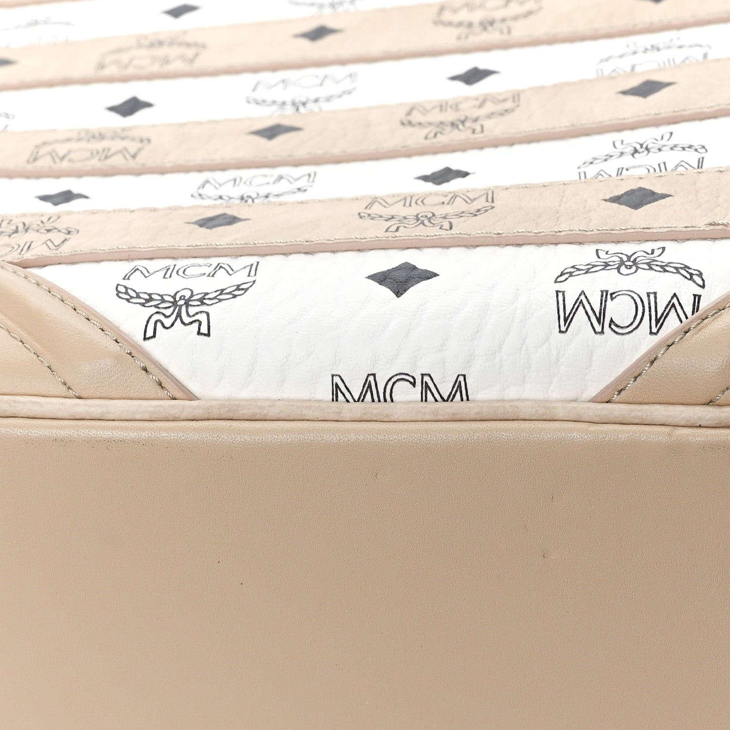 MCM Metallic Visetos Spot MD Backpack Beige White 9 of 9