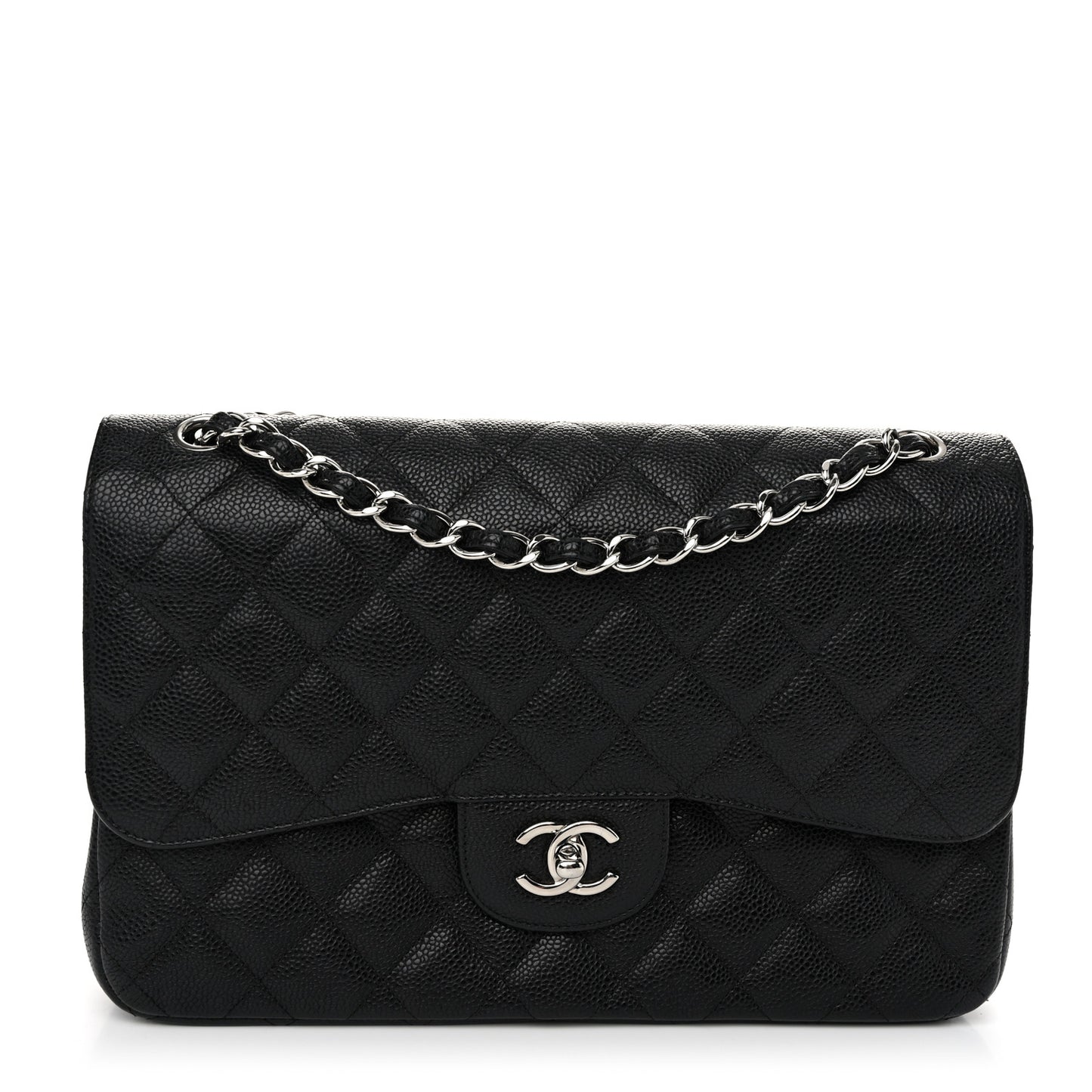 Caviar Quilted Jumbo Double Flap Black