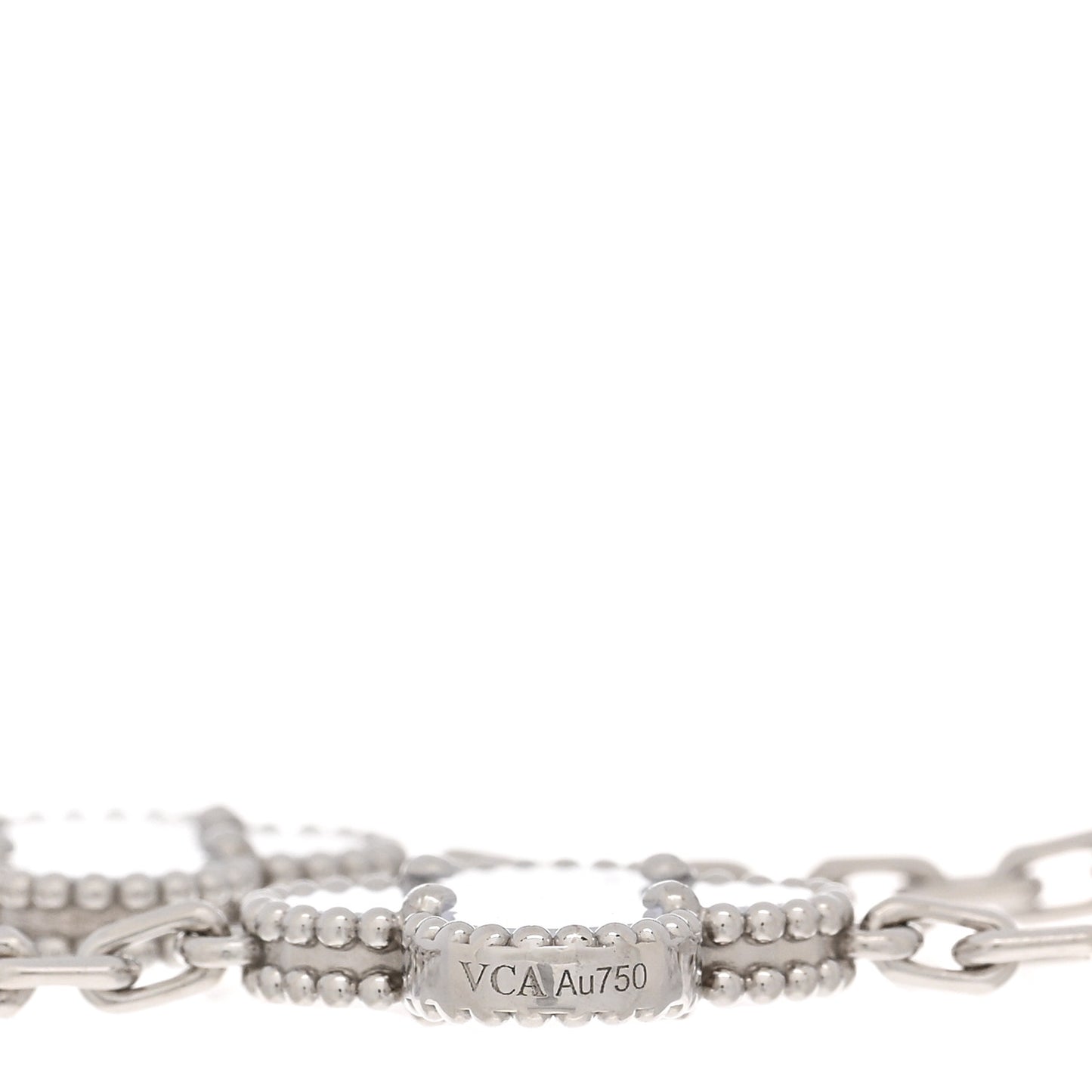 18K White Gold Chalcedony 5 Motifs Vintage Alhambra Bracelet