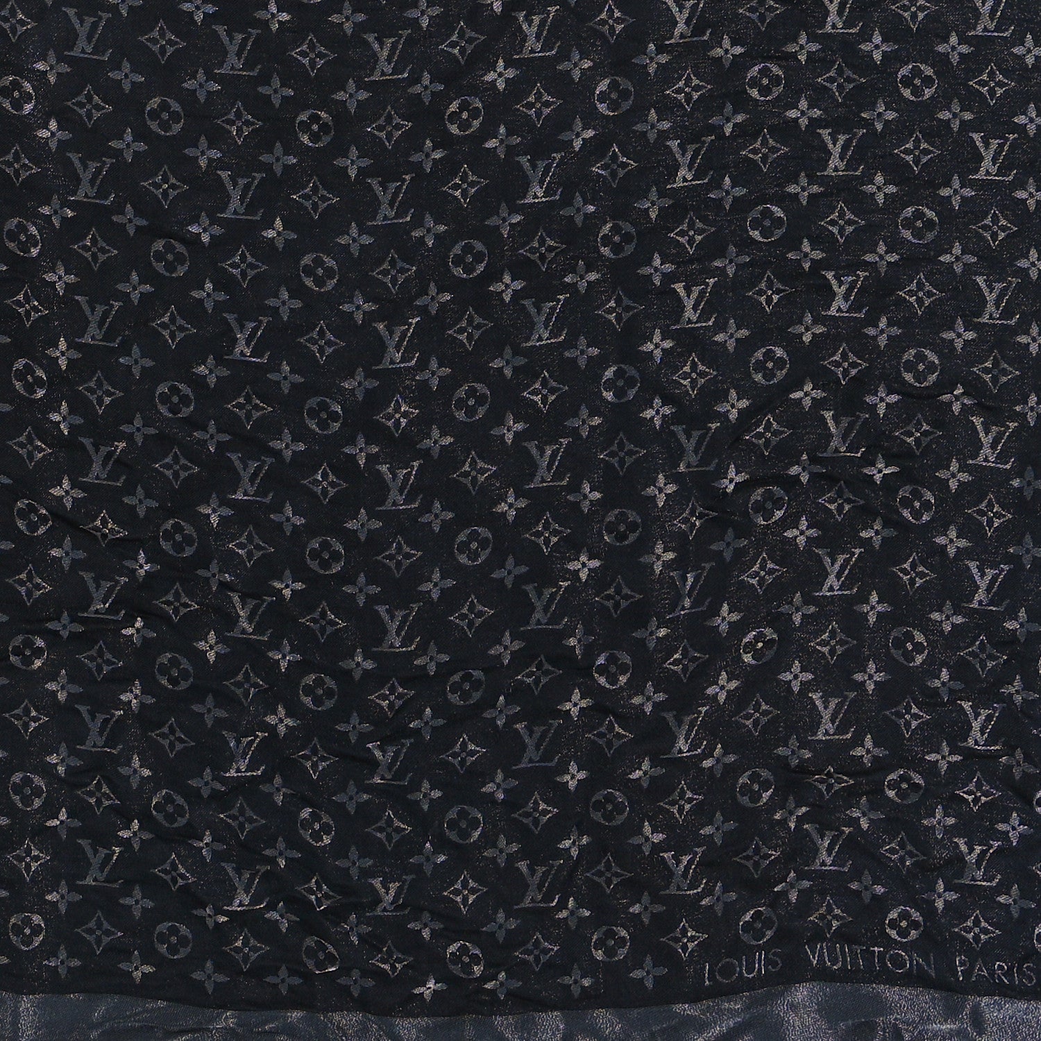 Louis Vuitton Silk Lurex Wool Monogram Shine Shawl Black 4 of 4