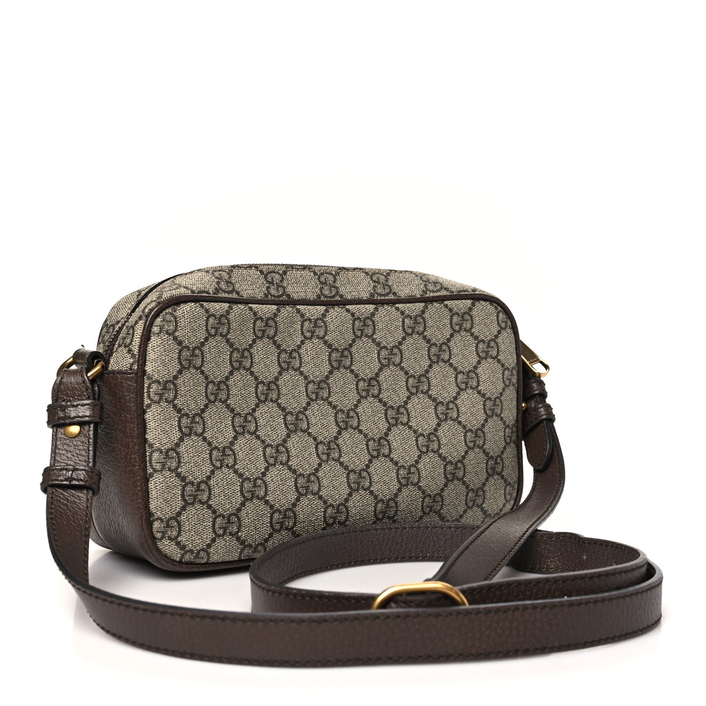 GG Supreme Monogram Textured Dollar Calfskin Web Mini Ophidia Convertible Shoulder Bag Beige Ebony New Acero