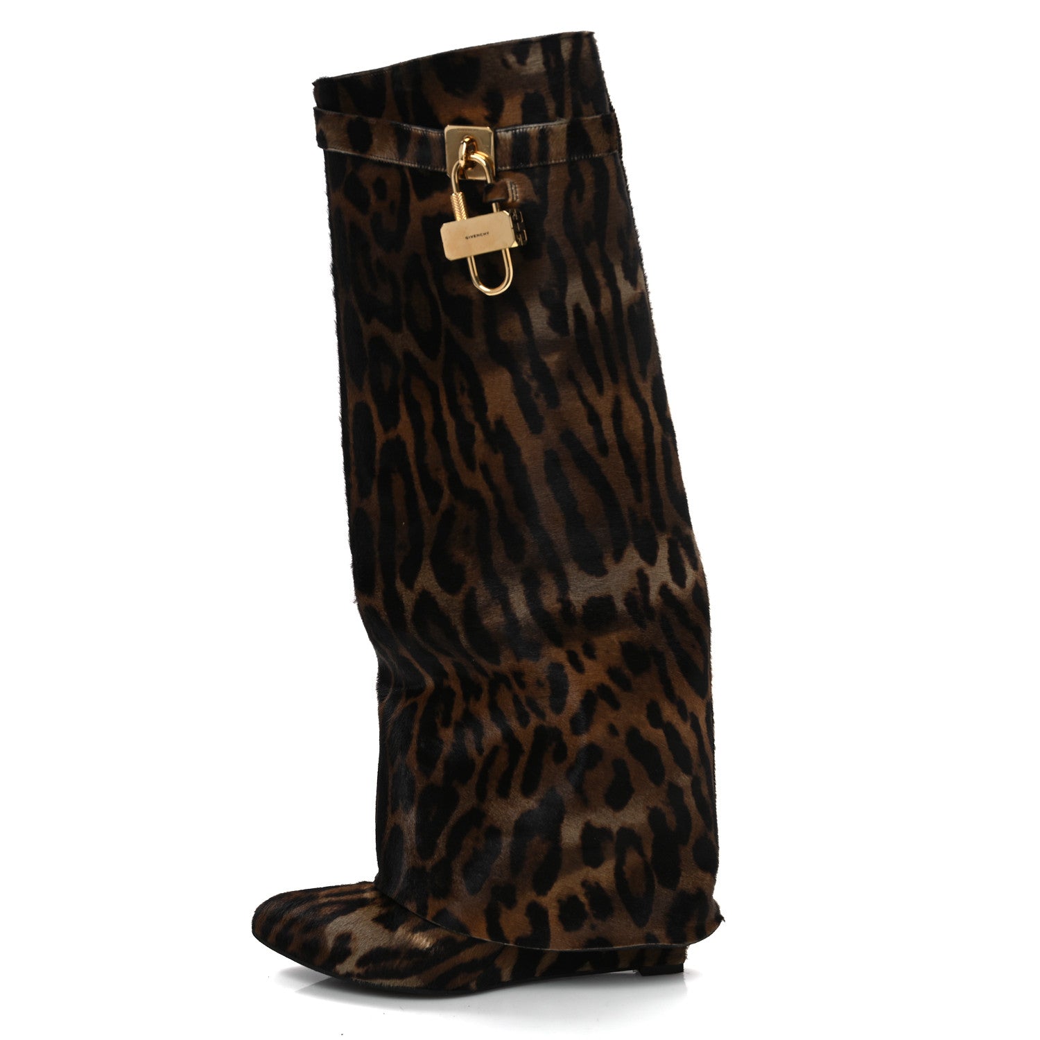 Givenchy Calf Hair Leopard Print Shark Lock Pant Boots 40 Black