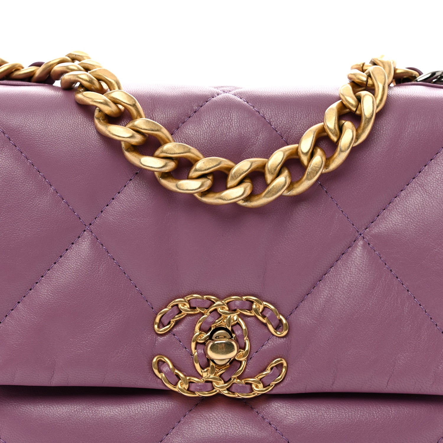 Chanel Lambskin Quilted Medium Chanel 19 Flap Purple 5 of 10