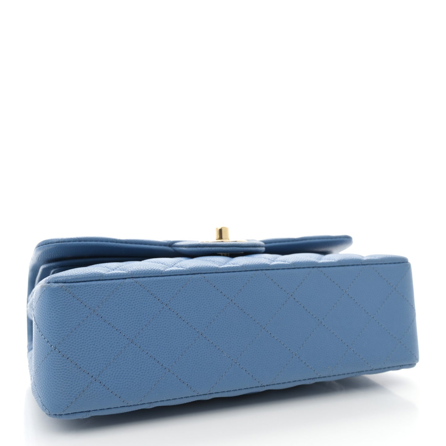 Caviar Quilted Small Double Flap Blue