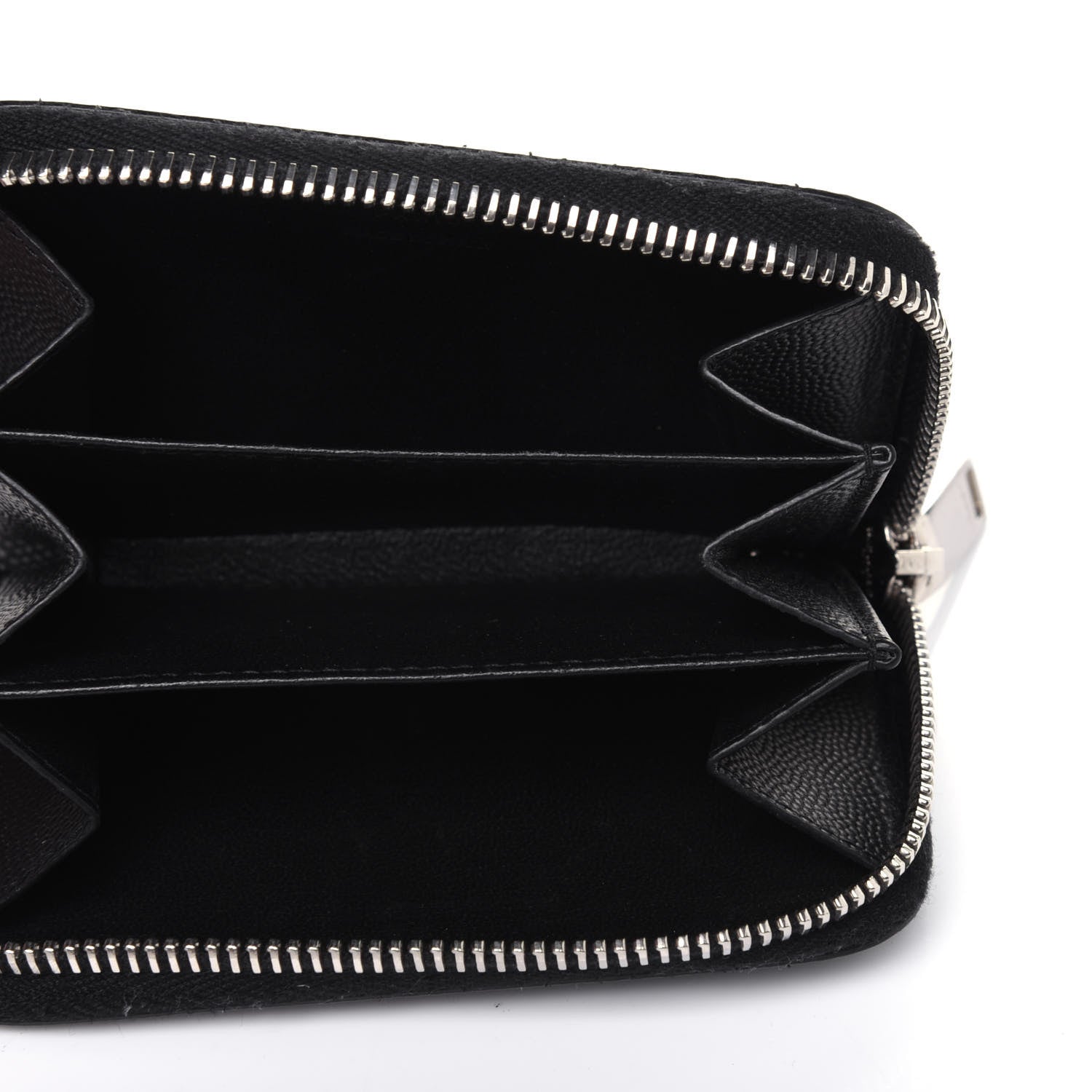 Saint Laurent Grain De Poudre Zip Around Card Holder Black 5 of 13