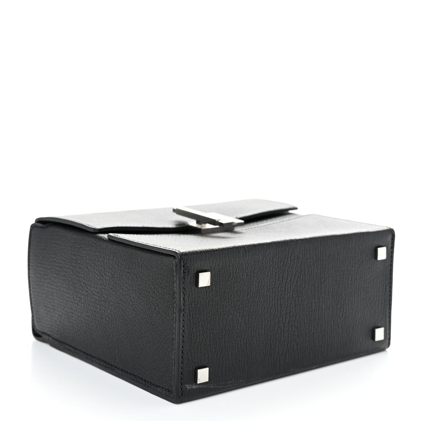 Chevre Mysore Cinhetic Boxy Top Handle Bag Black Bleu Electrique