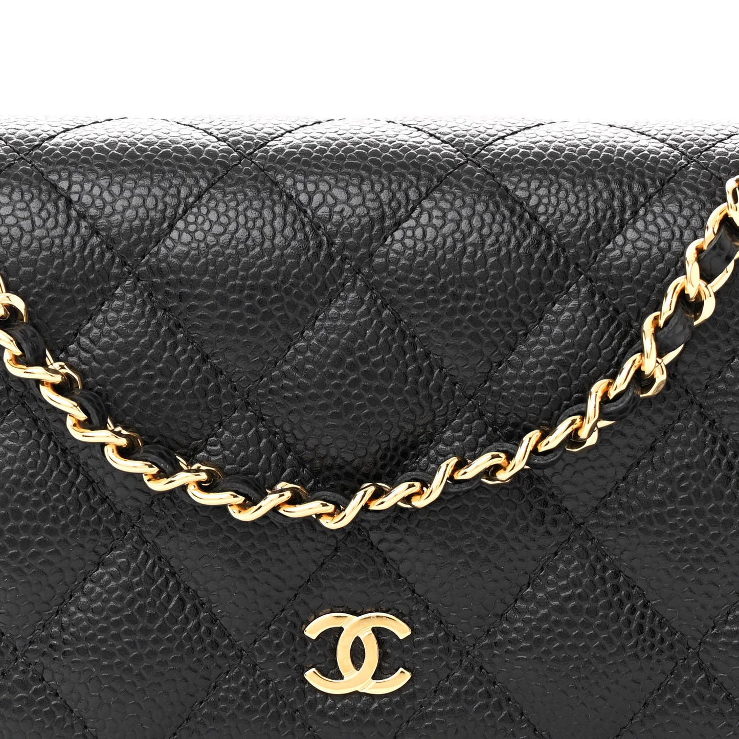 Caviar Quilted Wallet on Chain WOC Black