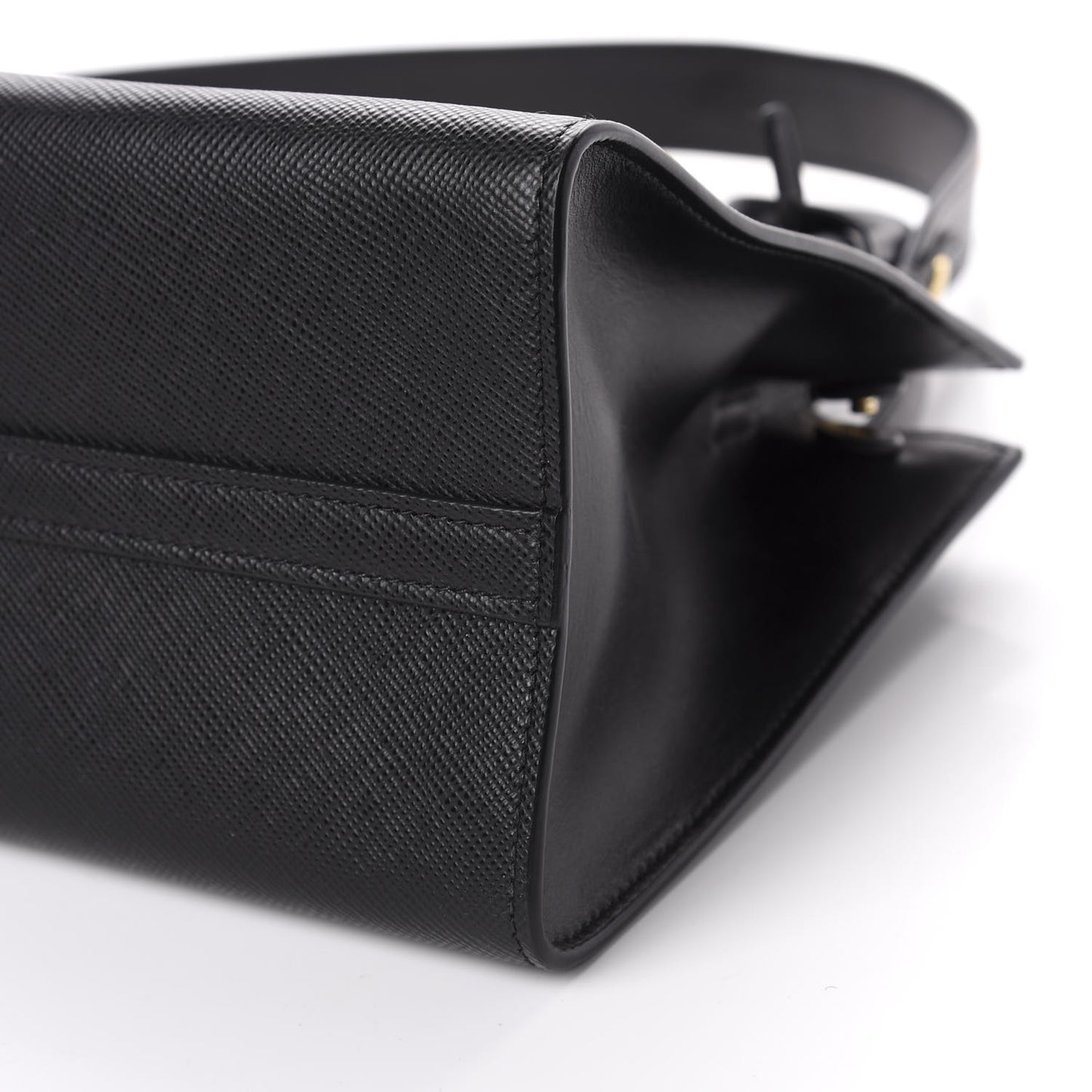 Saffiano Cuir Calfskin Small Monochrome Top Handle Tote Black